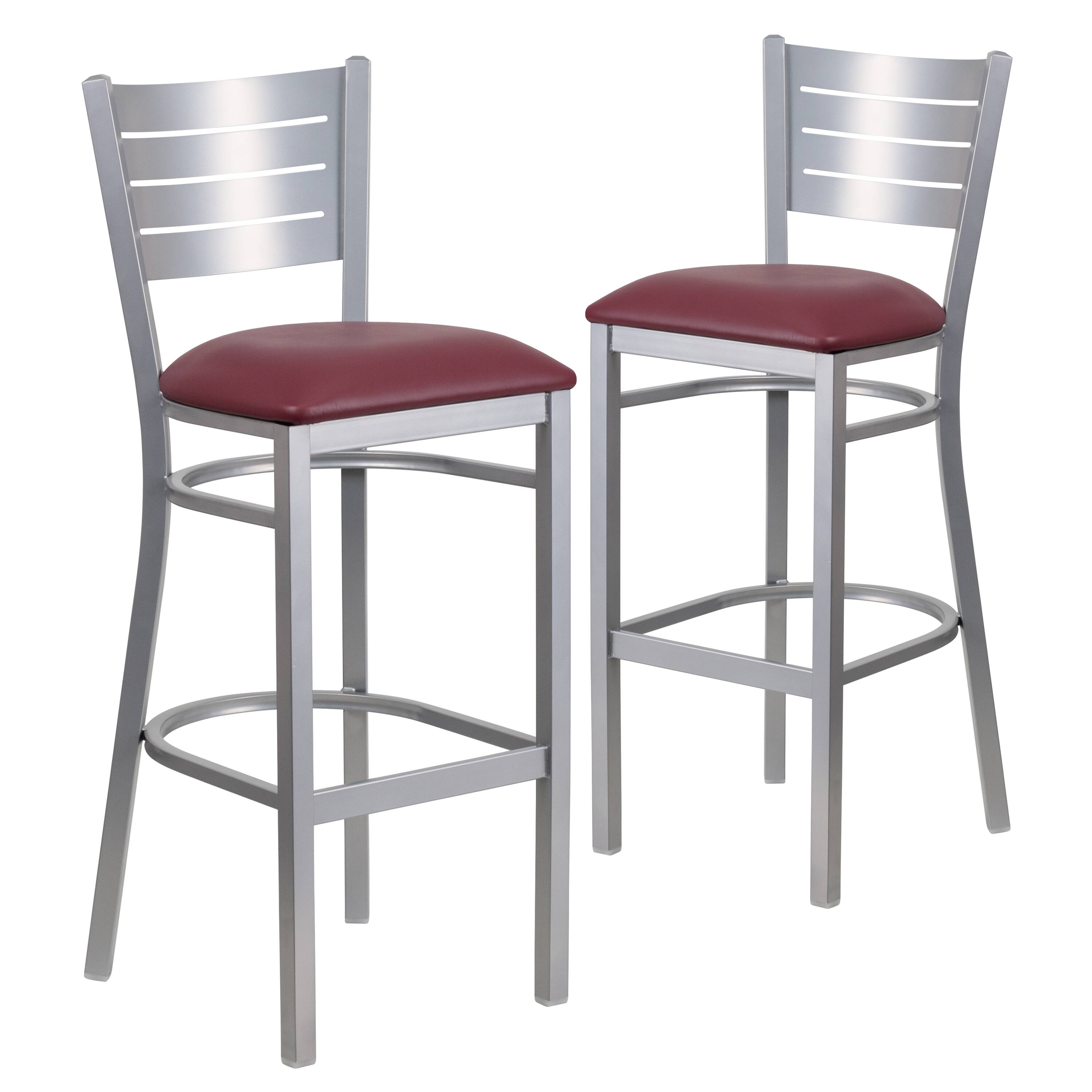 Burgundy Vinyl Seat/Silver Frame