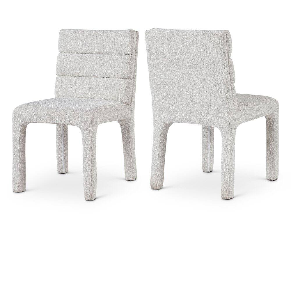 Meridian Furniture - Kai Cream Boucle Fabric Dining Chair, Set of 2 - Beige