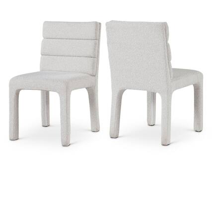 Front. Meridian Furniture - Kai Cream Boucle Fabric Dining Chair, Set of 2 - Beige.