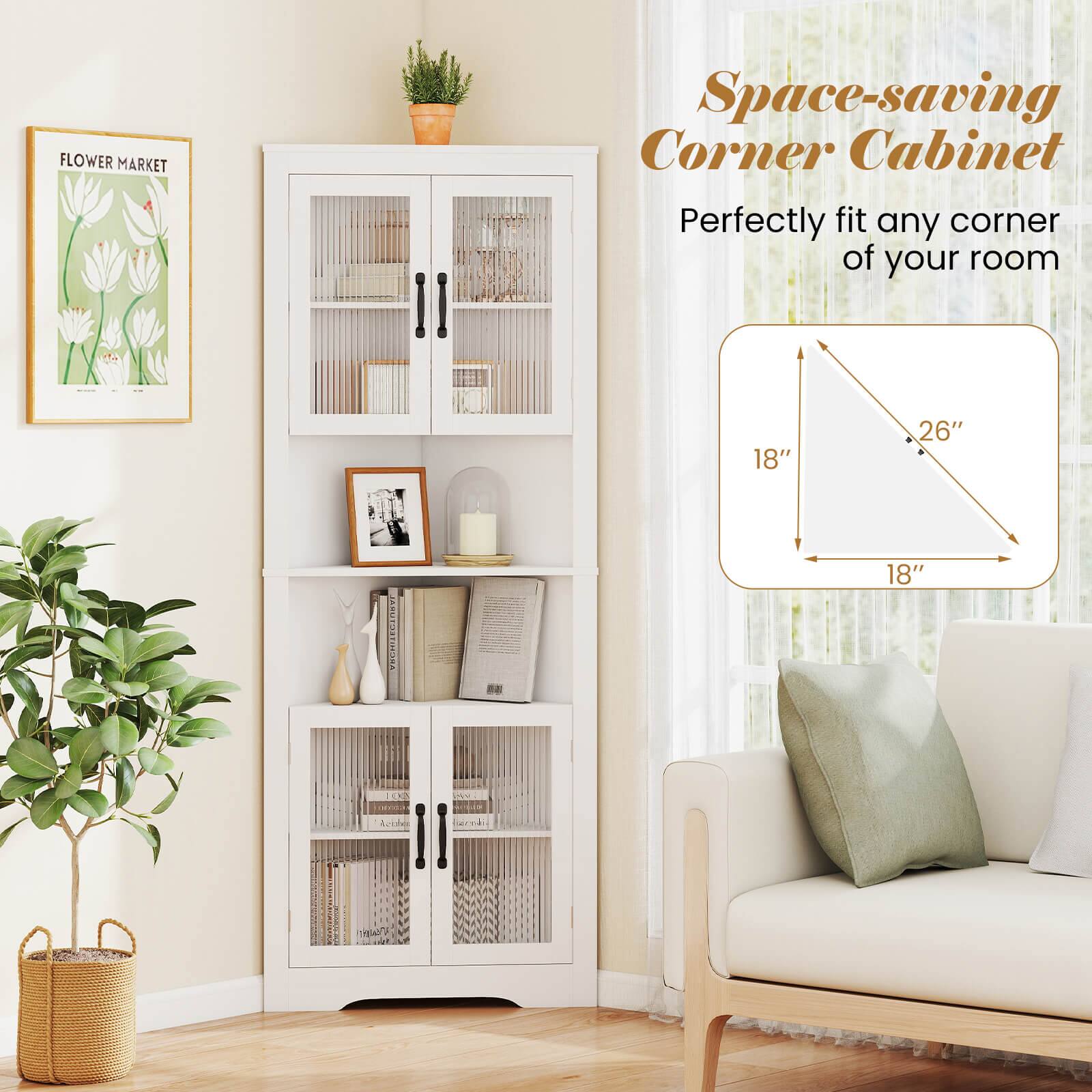 Space-saving Corner Cabinet  
Perfectly fit any corner of your room  
18" x 26" x 18"