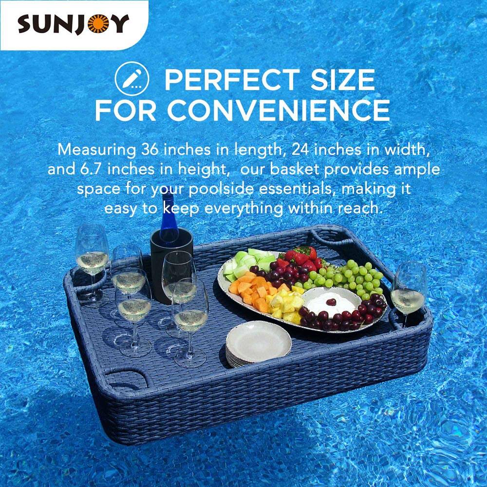 SUNJOY

PERFECT SIZE FOR CONVENIENCE

Measuring 36 inches in length, 24 inches in width, and 6.7 inches in height, our basket provides ample space for your poolside essentials, making it easy to keep everything within reach.