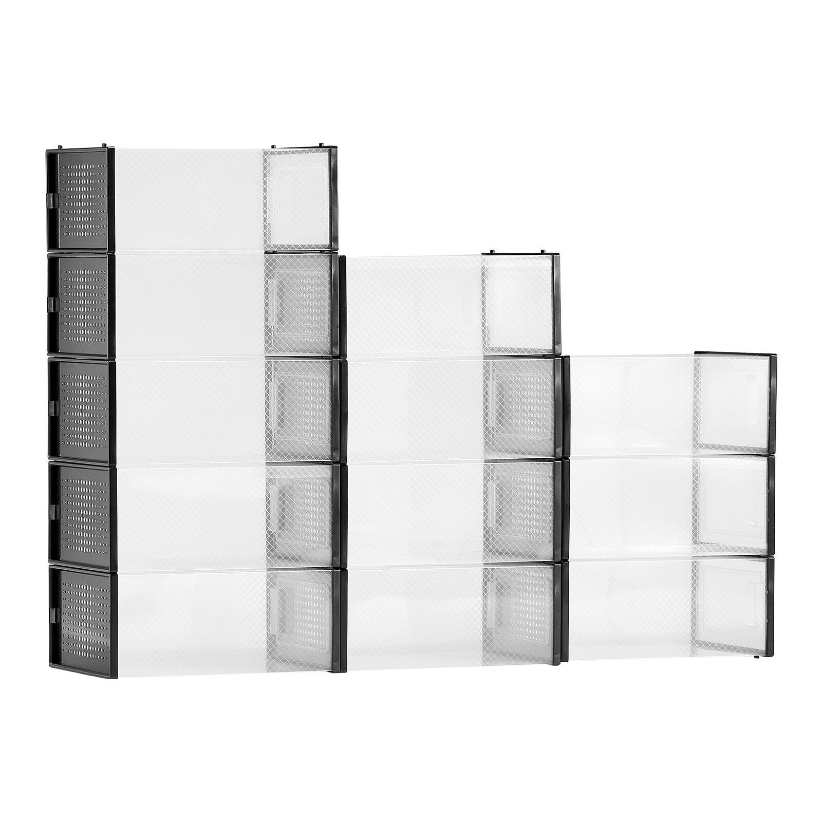 Alt View 9. Glintex - Stackable Shoe Storage Boxes, 12 Pack Modular Shoe Organizer, Space-Saving Sneaker Display Rack - Black.