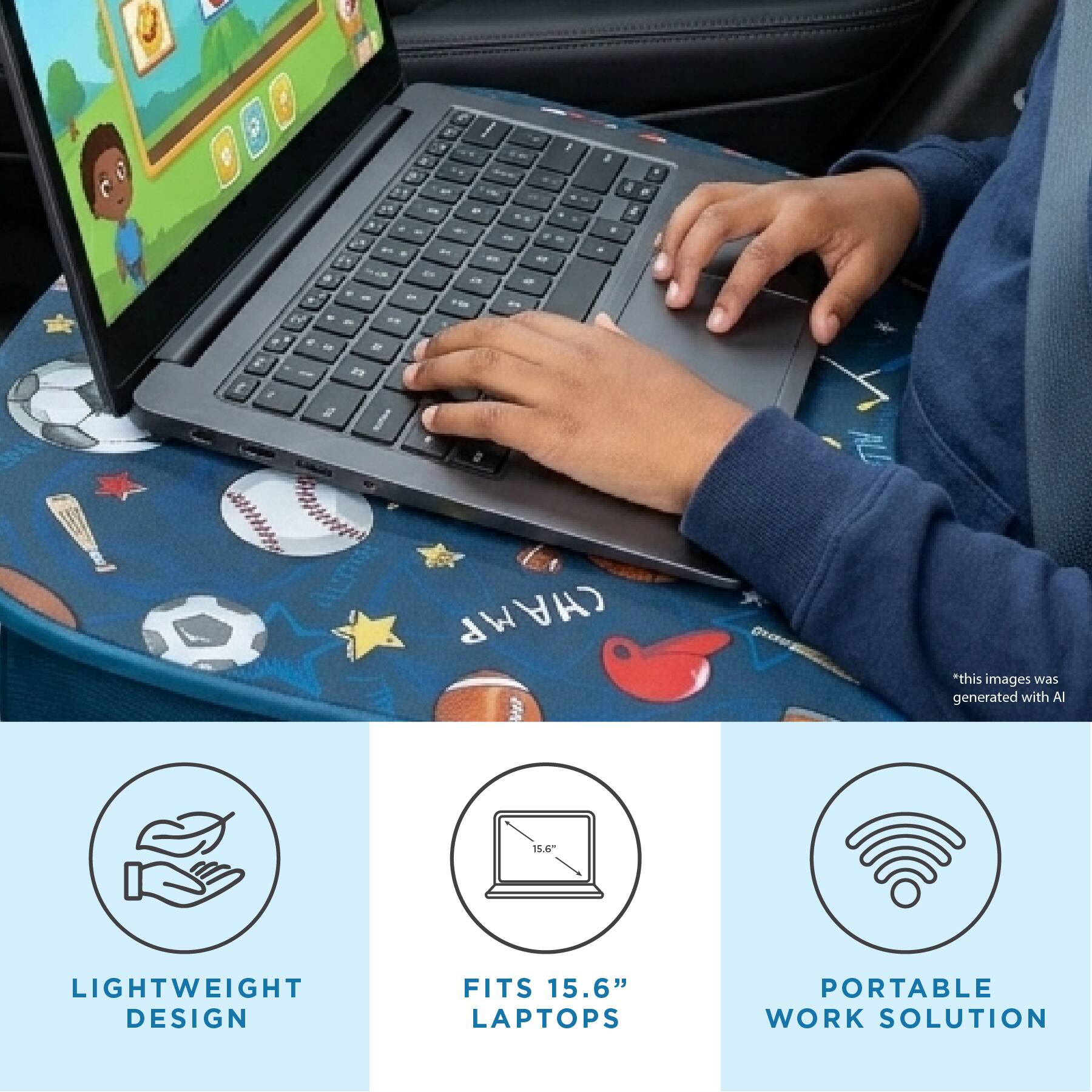 1

()

F  -

in ** * 

ALL
CHAMP
*this images was generated with AI
15.6"
LIGHTWEIGHT DESIGN
FITS 15.6" LAPTOPS
PORTABLE WORK SOLUTION