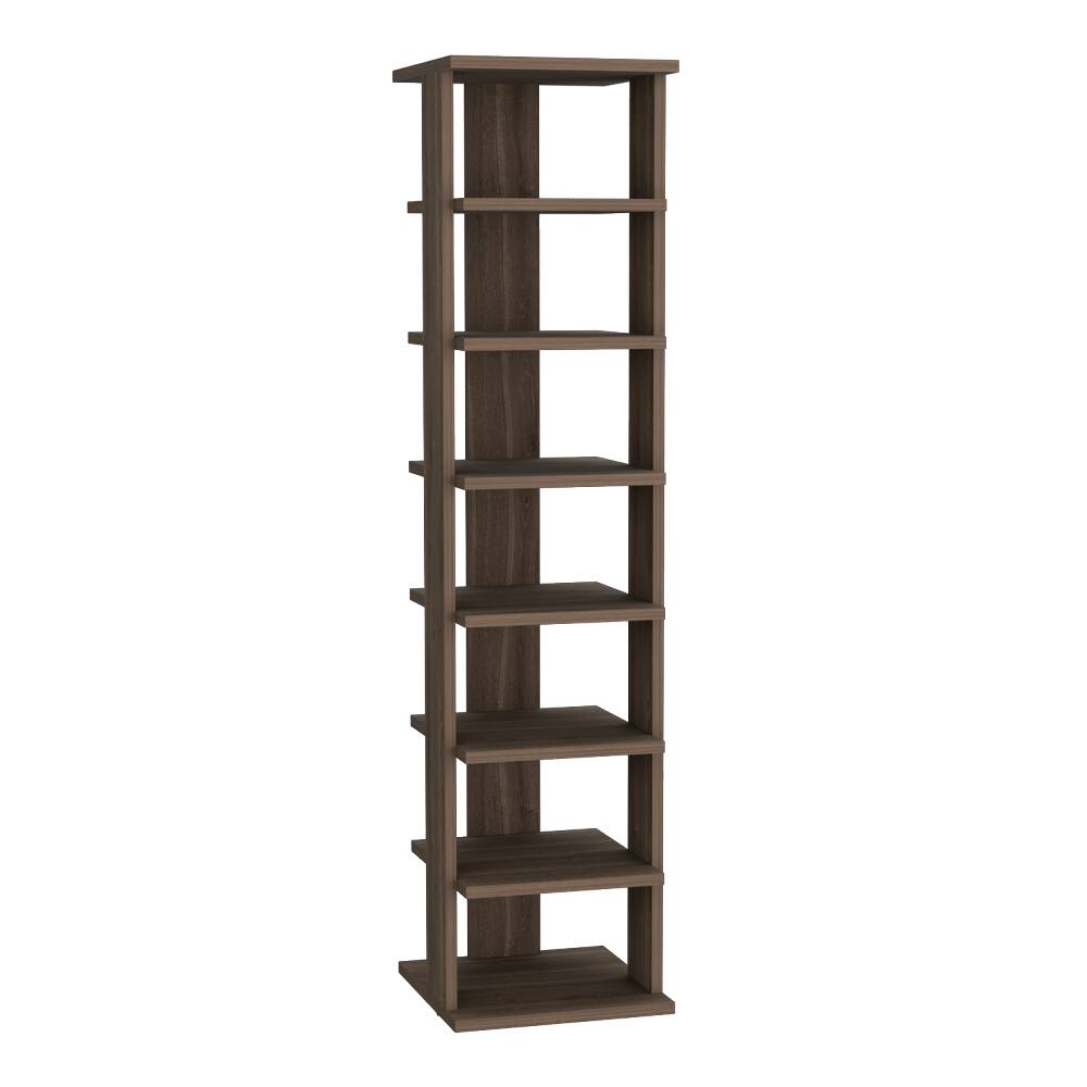 Angle. Loheer - Loheer 8-Tier Vertical Shoe Rack, Narrow Shoe Tower for 8 Pairs, 48.7 Inch Tall - Brown Gray.