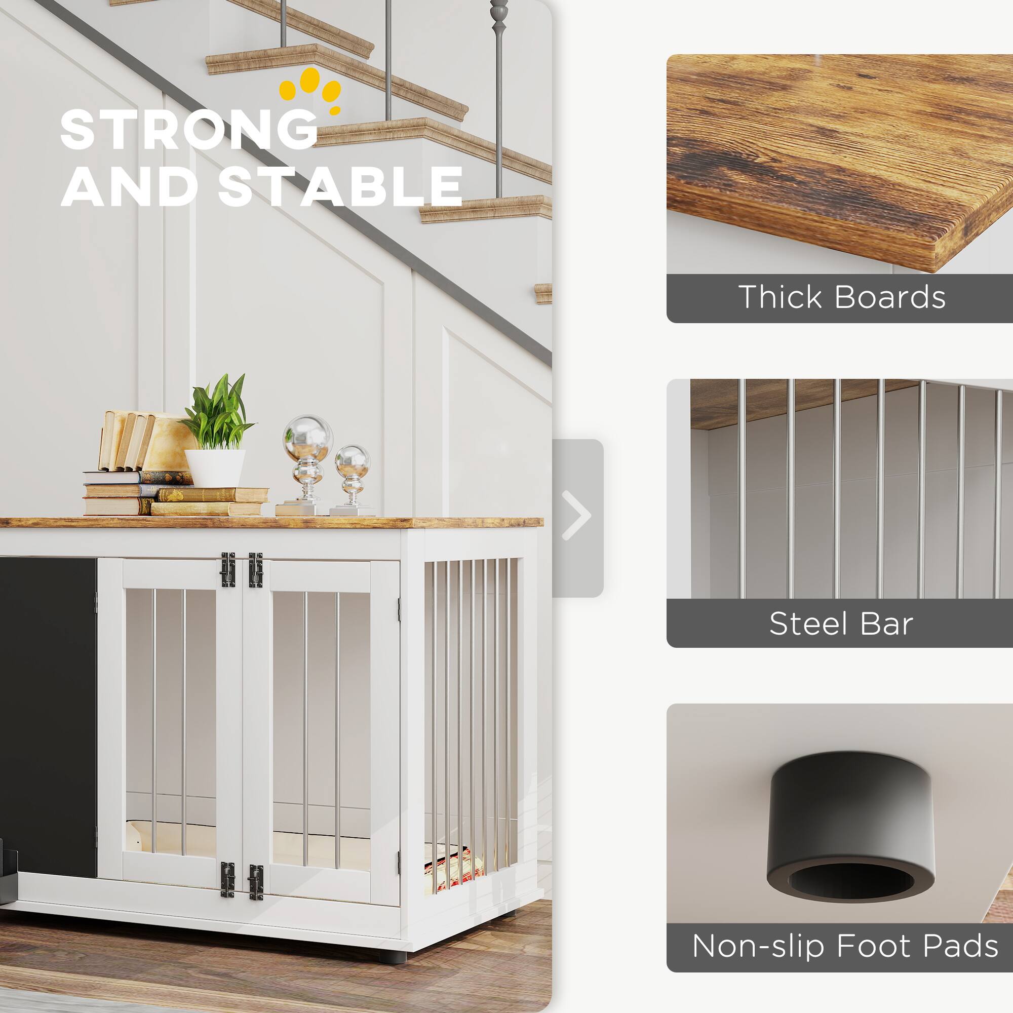 STRONG AND STABLE

Thick Boards

Steel Bar

Non-slip Foot Pads