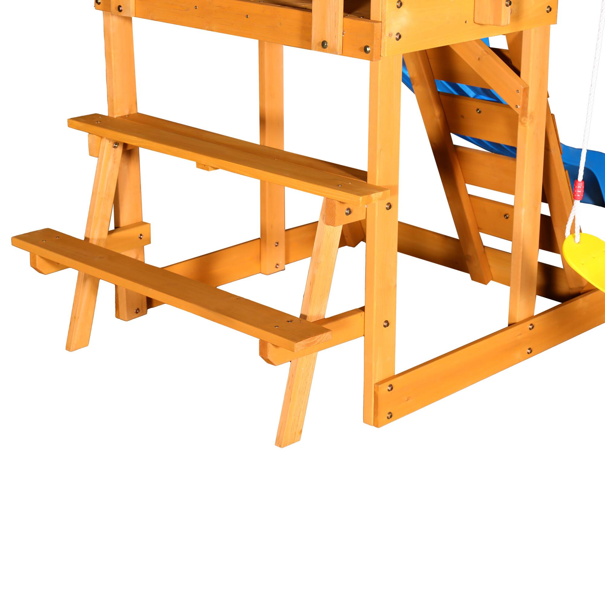 Alt View 1. ELEMENT ACE - Outdoor Wooden Swing Set with Slide, Swings, and Climbing Wall for Backyard and Garden Play.