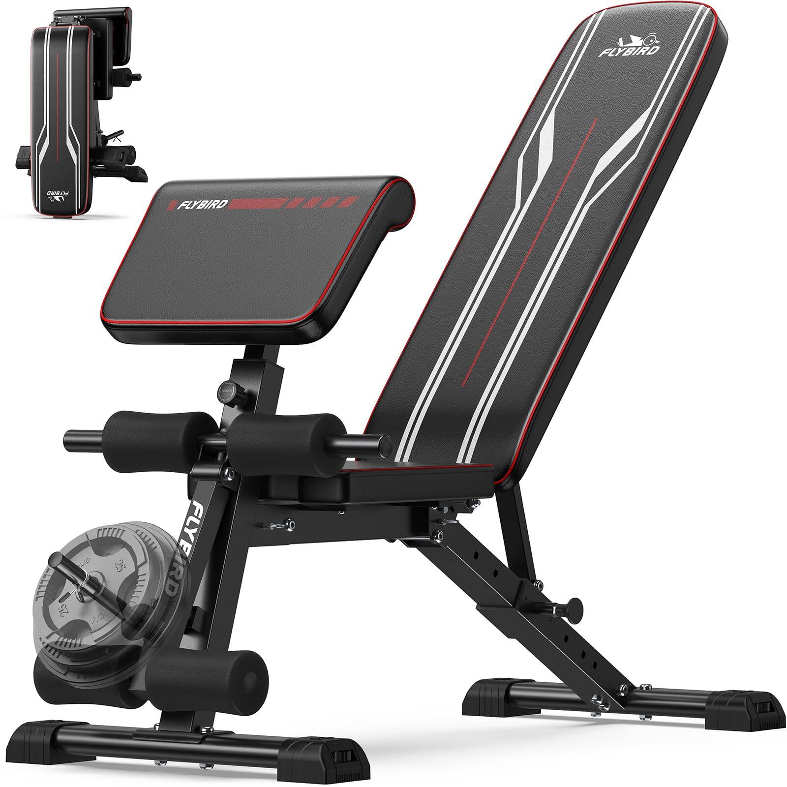 FLYBIRD - 3 in 1 Adjustable Weight Bench with Leg Extension & Preacher Curl Pad , 800LBS Foldable Exercise Bench - Black price history on PriceWatchPro