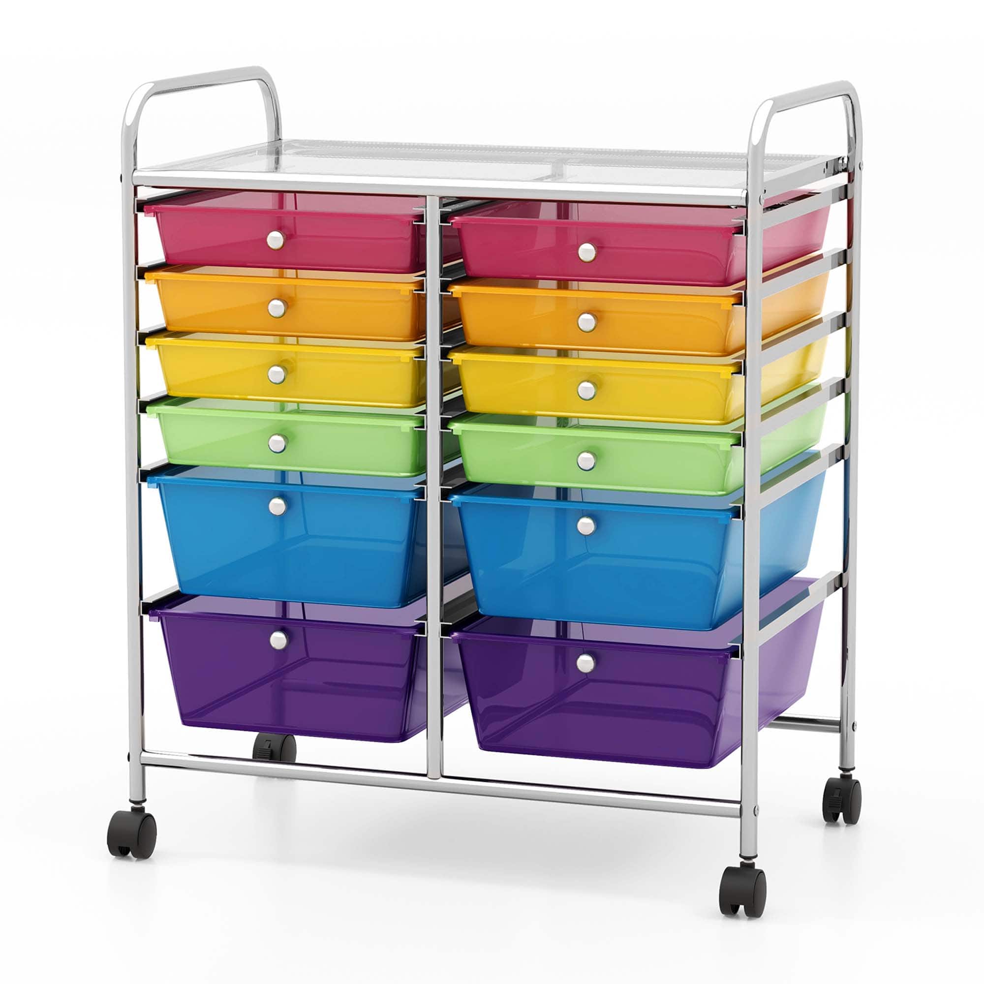 Front. Costway - 12 Drawers Rolling Cart Storage Scrapbook Paper Studio Organizer - Multicolor.