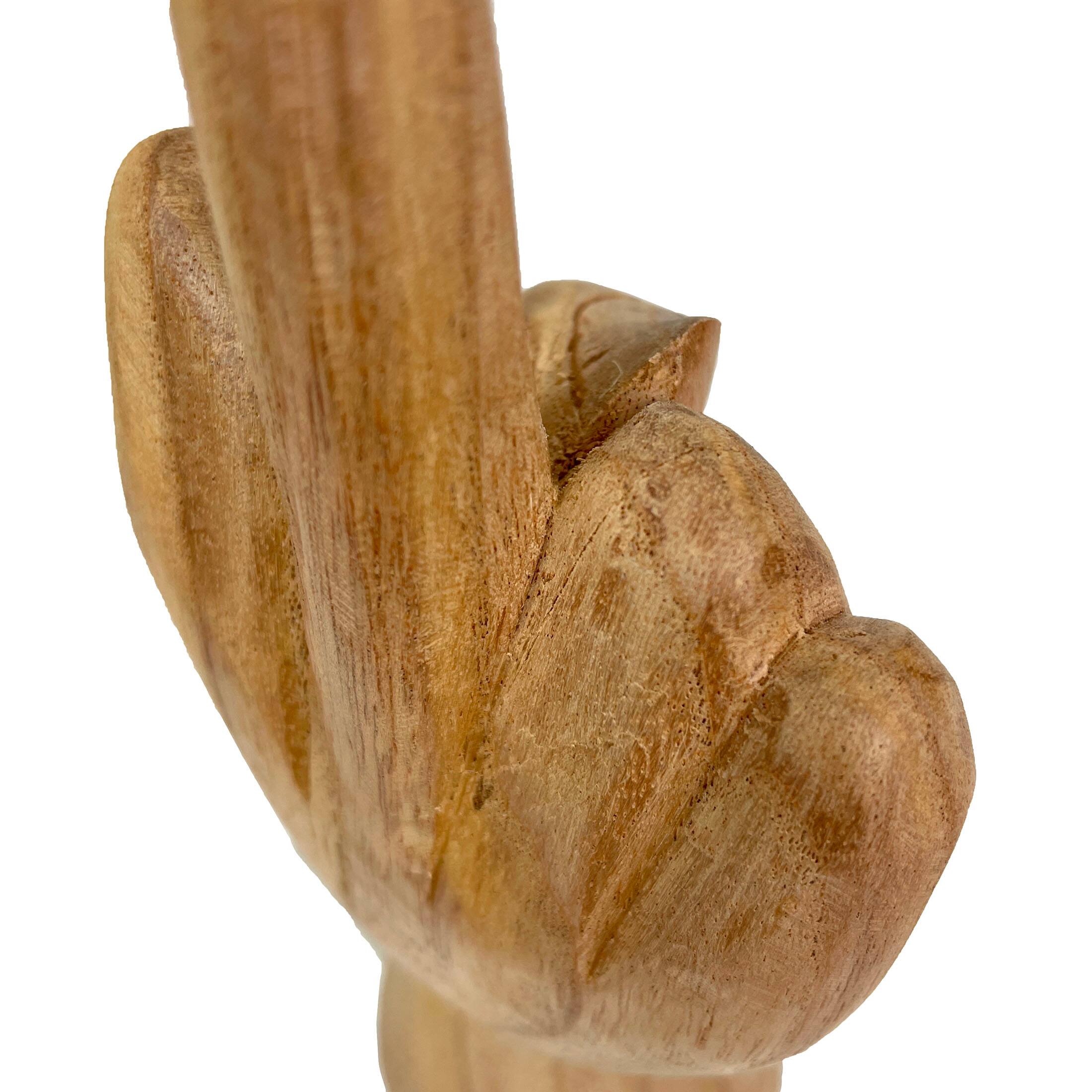 Alt View 2. Zeckos - Carved Wooden Flipping The Bird Hand Gesture Statue Natural Finish Home Decor - Brown.