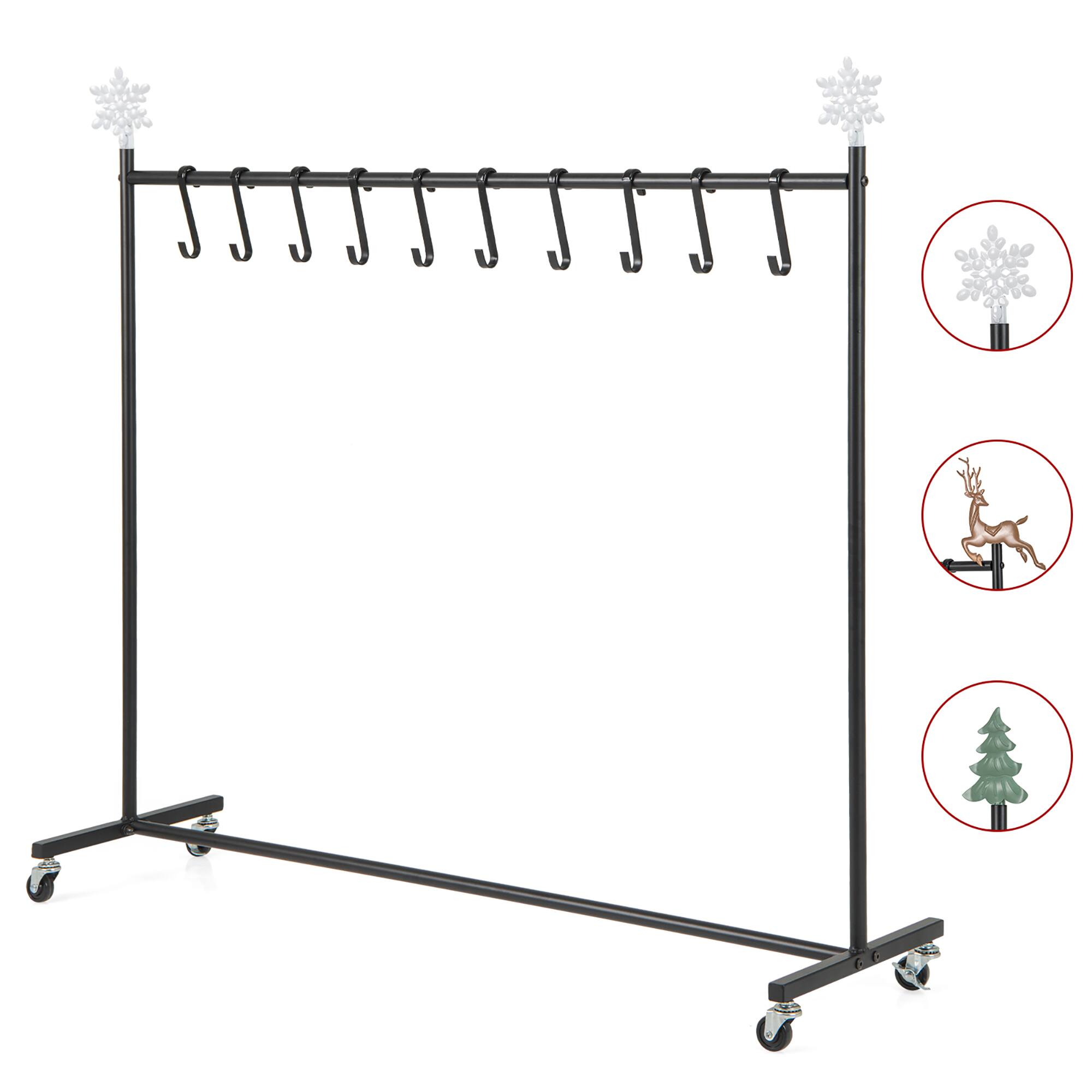 Alt View 9. Gymax - Gymax 10-Hook Christmas Stocking Holder Stand on Wheels w/ 6 Removable Xmas Tree - Black.