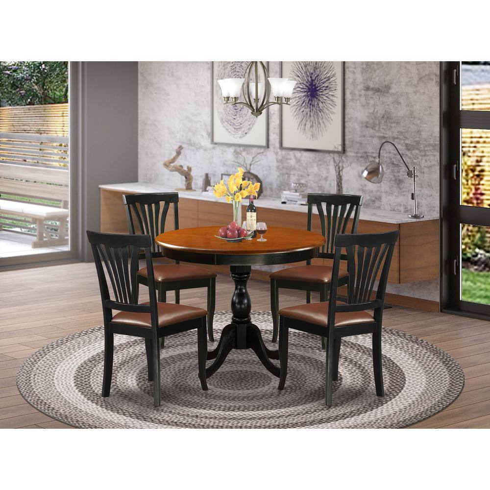 Angle. East West Furniture - East West Furniture 5-Piece Dining Room Set Consists of a Mid Century Dining Table and 4 Faux Leather Dinner Chairs - Multi-Color.