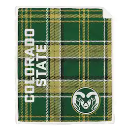 Pegasus - Colorado State Rams 50" x 60" Playmaker Plaid Ultra Cozy Sherpa Throw - Multicolor