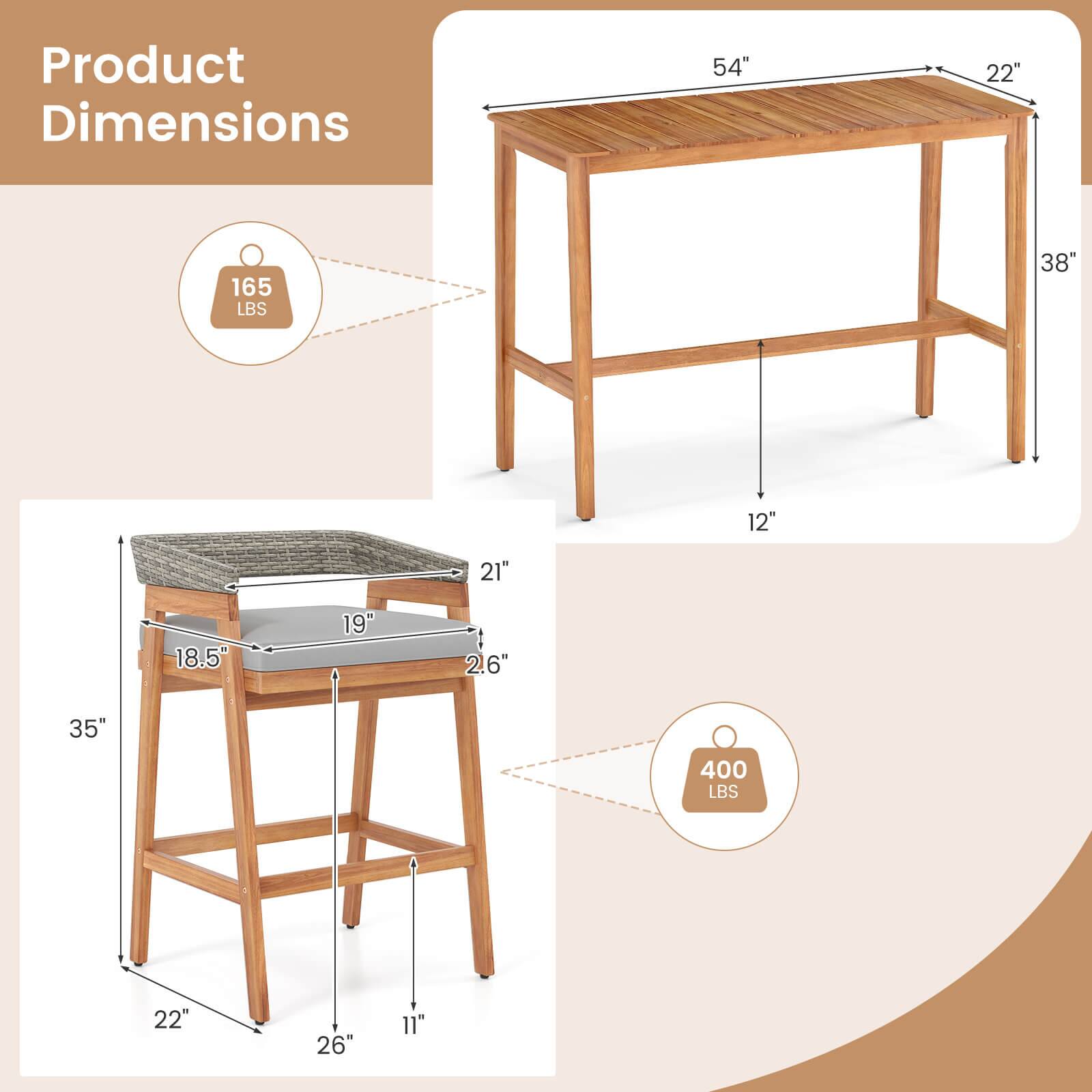 Product Dimensions: 54", 22", 165 LBS, 38", 12", 21", 18.5", 19", 2.6", 35", 400 LBS, 22", 26", 11"