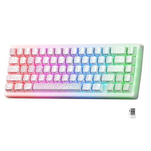 Front. Stamp n Camp - X Xvx M67 60% Percent Wireless Qmk/via Topographic Gaming Tri-mode Thocky Creamy Mechanical Key Board Hot Swappable - White.