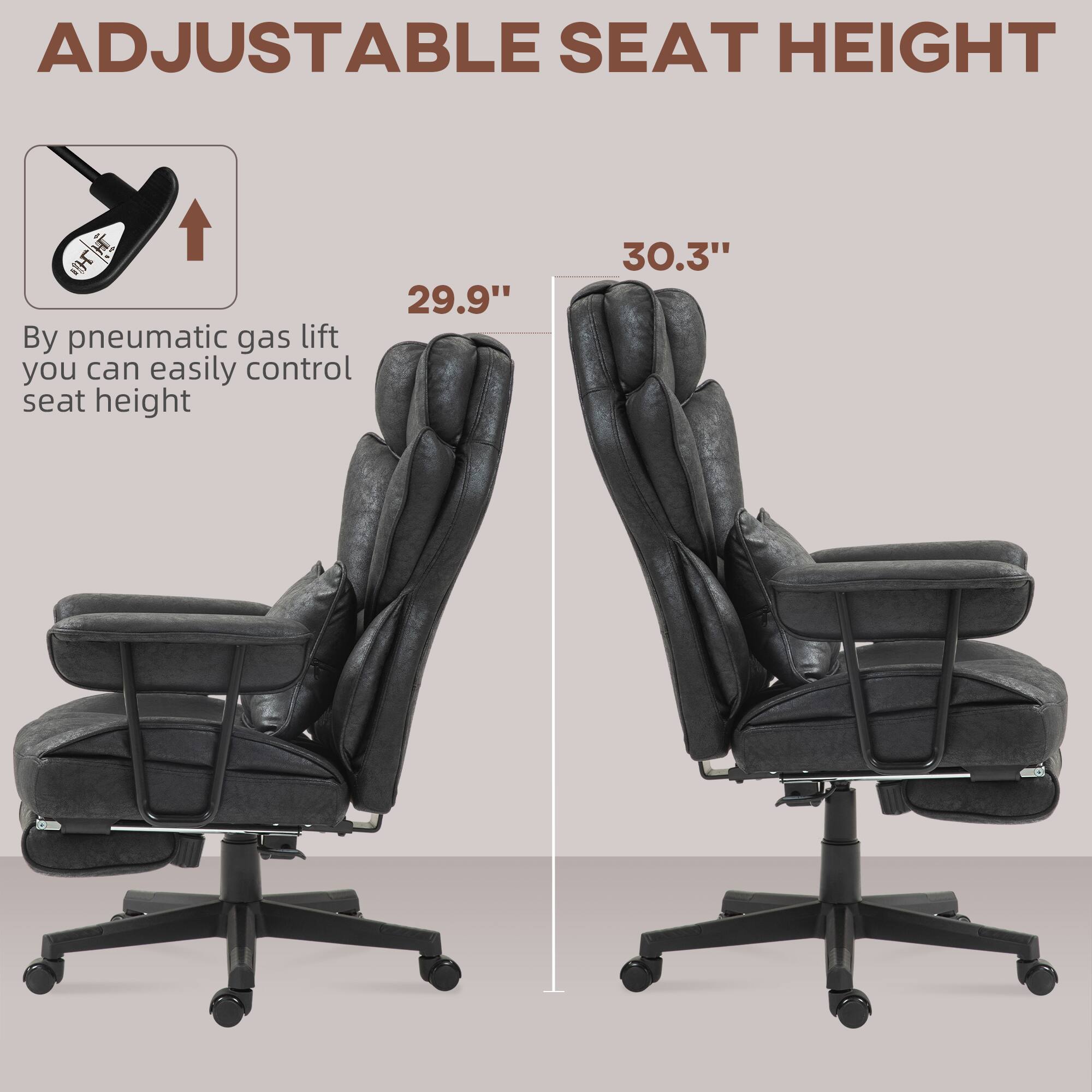 Angle. TinyHomie - 400LBS Black HOMCOM Massage Executive Office Chair 6 Vibration Points Heated - Black.