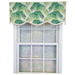 RLF Home - 100% Cotton Tortola Provance Fully lined Windows Rod Pocket Valance 50" x 15" - Green