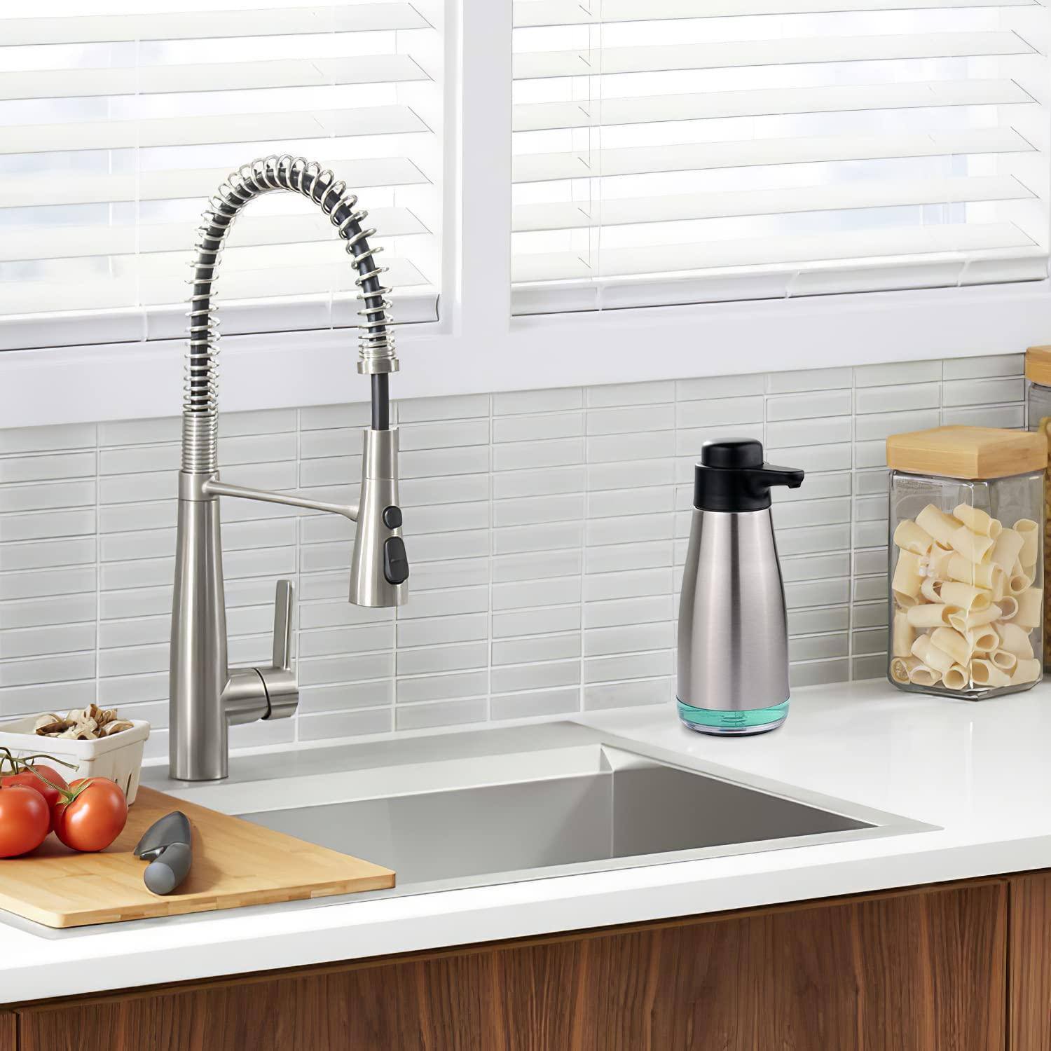 Alt View 5. Dapper Styles - 15fl oz Stainless Liquid Soap Dispenser For Dish And Hand - Brushed Stainless Steel Finish-15 oz.