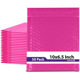 Fosmon - #0 Colored Poly Bubble Mailer 6.5" x 10", Padded Shipping Envelopes, 6.5 x 9" Usable size - 50 Pack - Pink