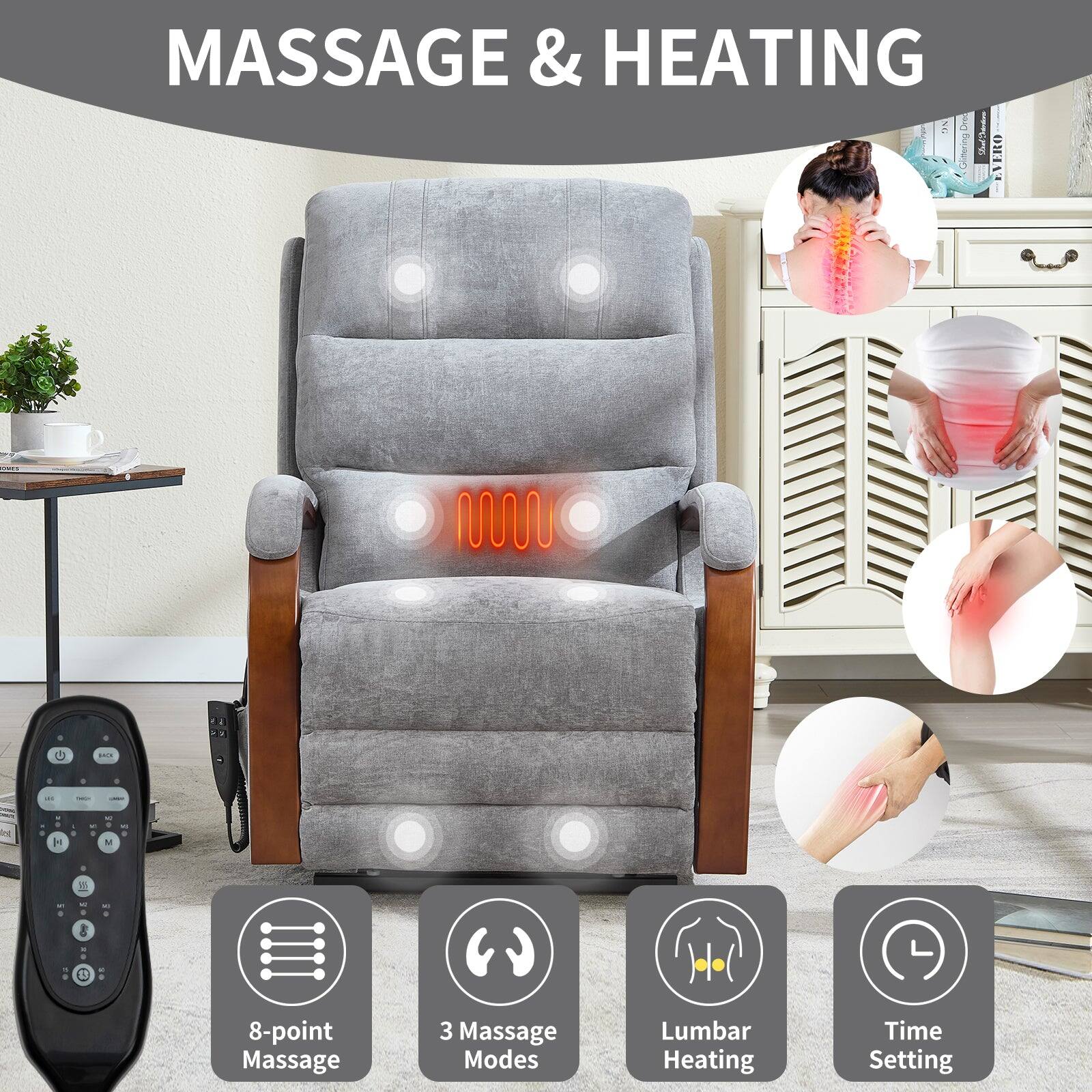 MASSAGE & HEATING

- 8-point Massage
- 3 Massage Modes
- Lumbar Heating
- Time Setting