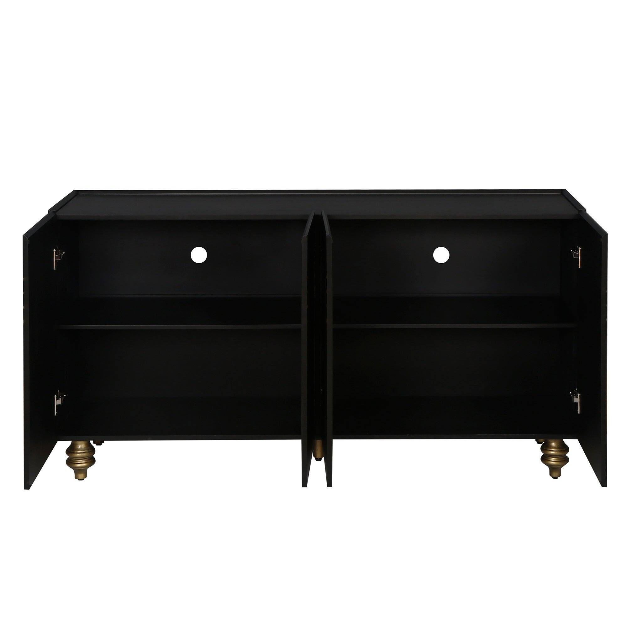 Alt View 7. Boyel Living - Modern Fluted Four Door Sideboard Storage Cabinet - Black.