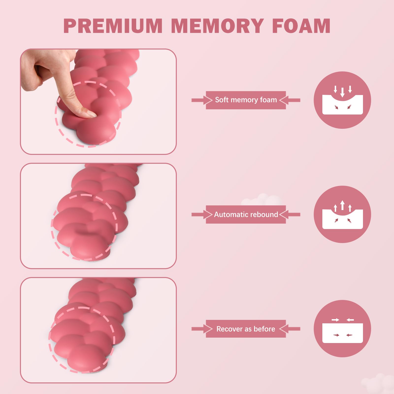 PREMIUM MEMORY FOAM

- Soft memory foam
- Automatic rebound
- Recover as before