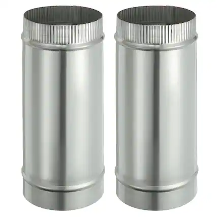 Front. Unique Bargains - 5 x 12 Inch Round Dryer Duct, 2pcs Galvanized Steel Crimped Straight Air Vent Duct Extension Coupler Pipe Adapter - Silver.