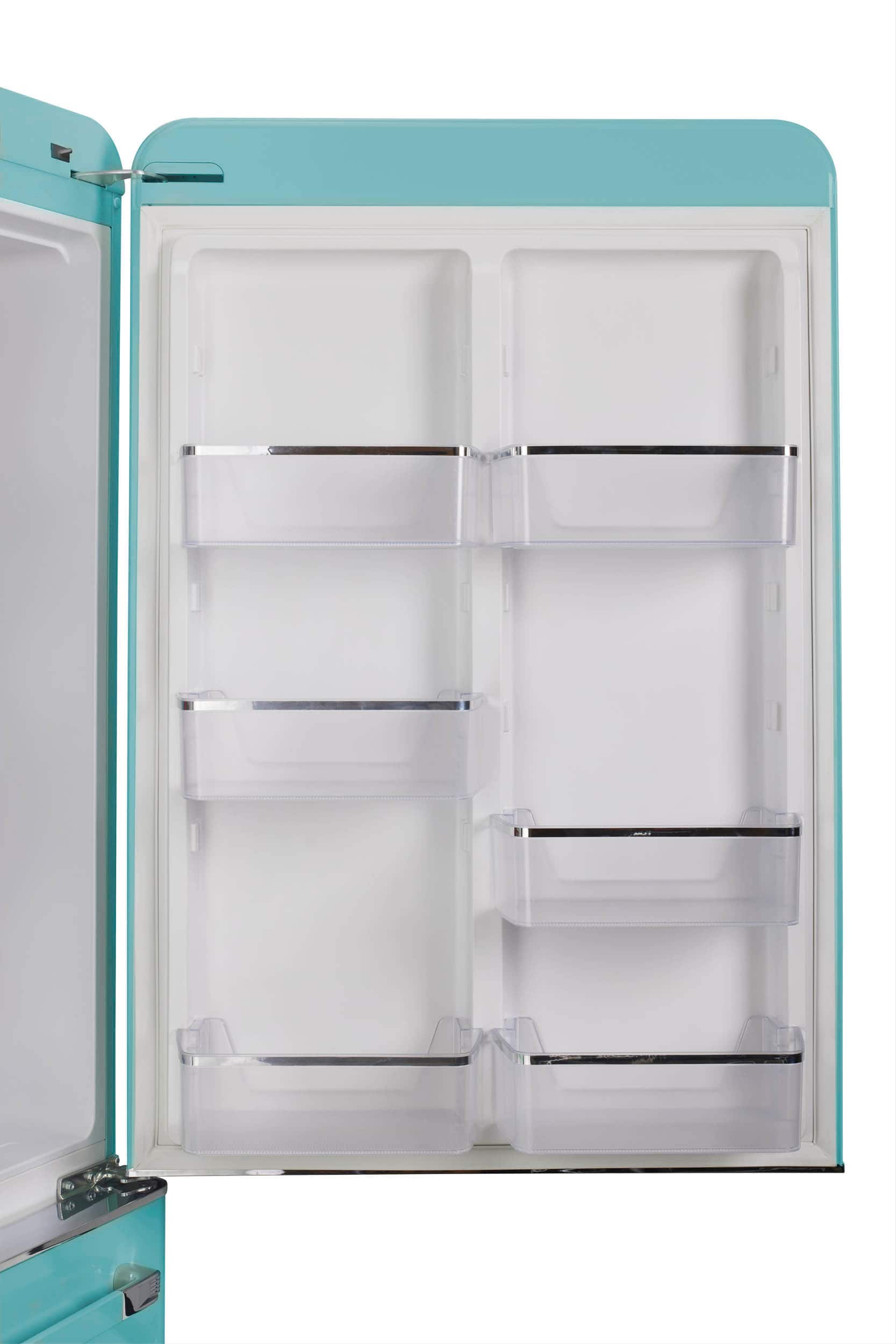 Alt View 3. Unique Appliances - Classic Retro 30 in 17.7 cu. ft. Frost Free Retro Bottom Freezer Refrigerator - Ocean Mist Turquoise.