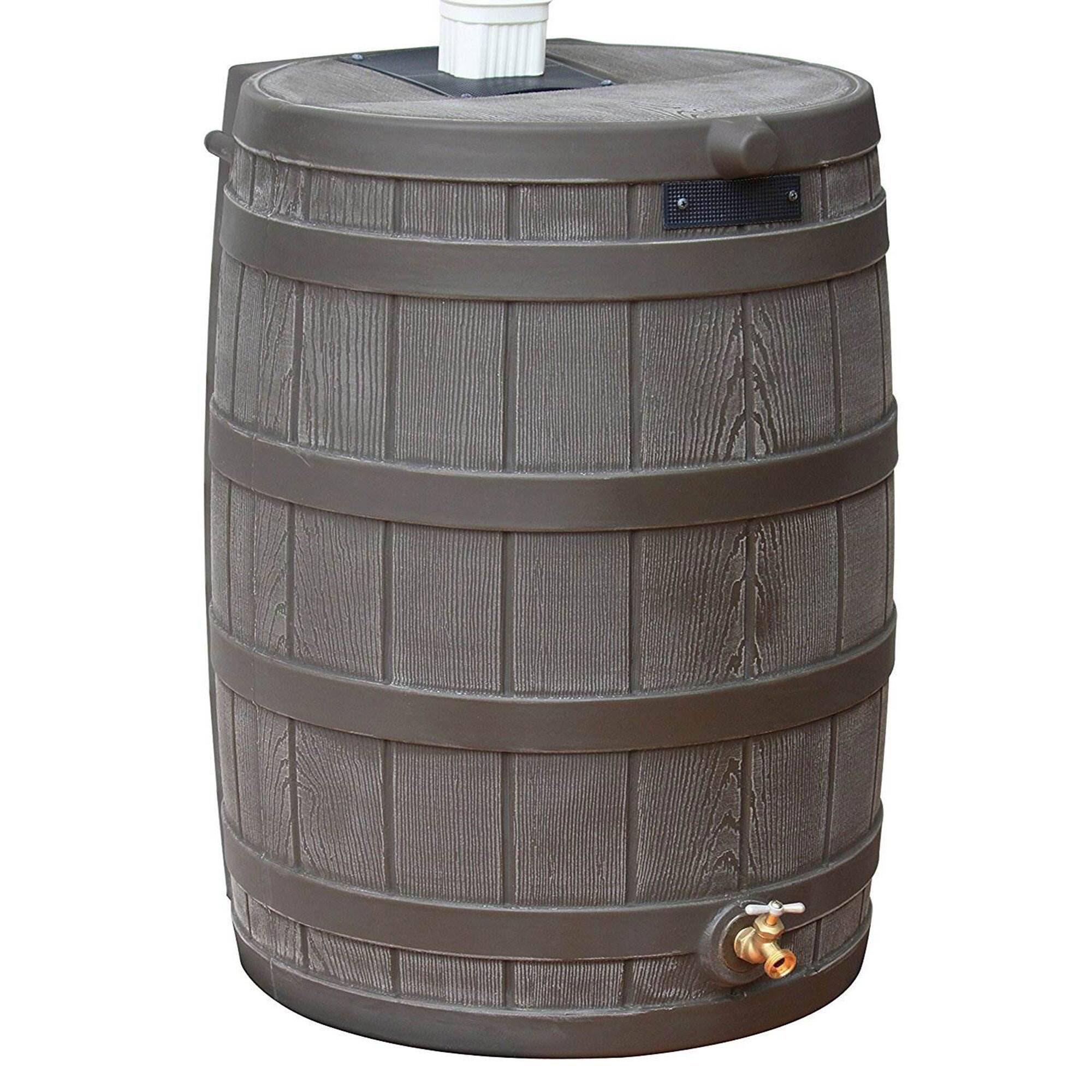 Good Ideas - RW50 Rain Wizard 50 Gallon Plastic Rain Barrel Water Collector - Oak