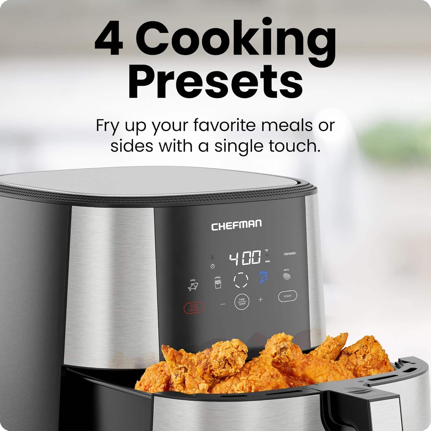 4 Cooking Presets
Fry up your favorite meals or sides with a single touch.