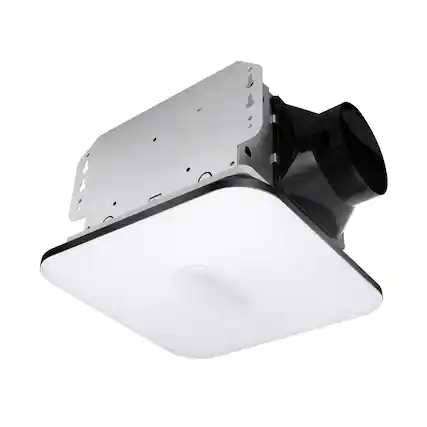 Front. Akicon - 1390N1 Series Decorative Black Fan Speed 90 CFM Ceiling Bathroom Exhaust Fan with 18 Watt Dimmable 3CCT LED Light Square - Black.