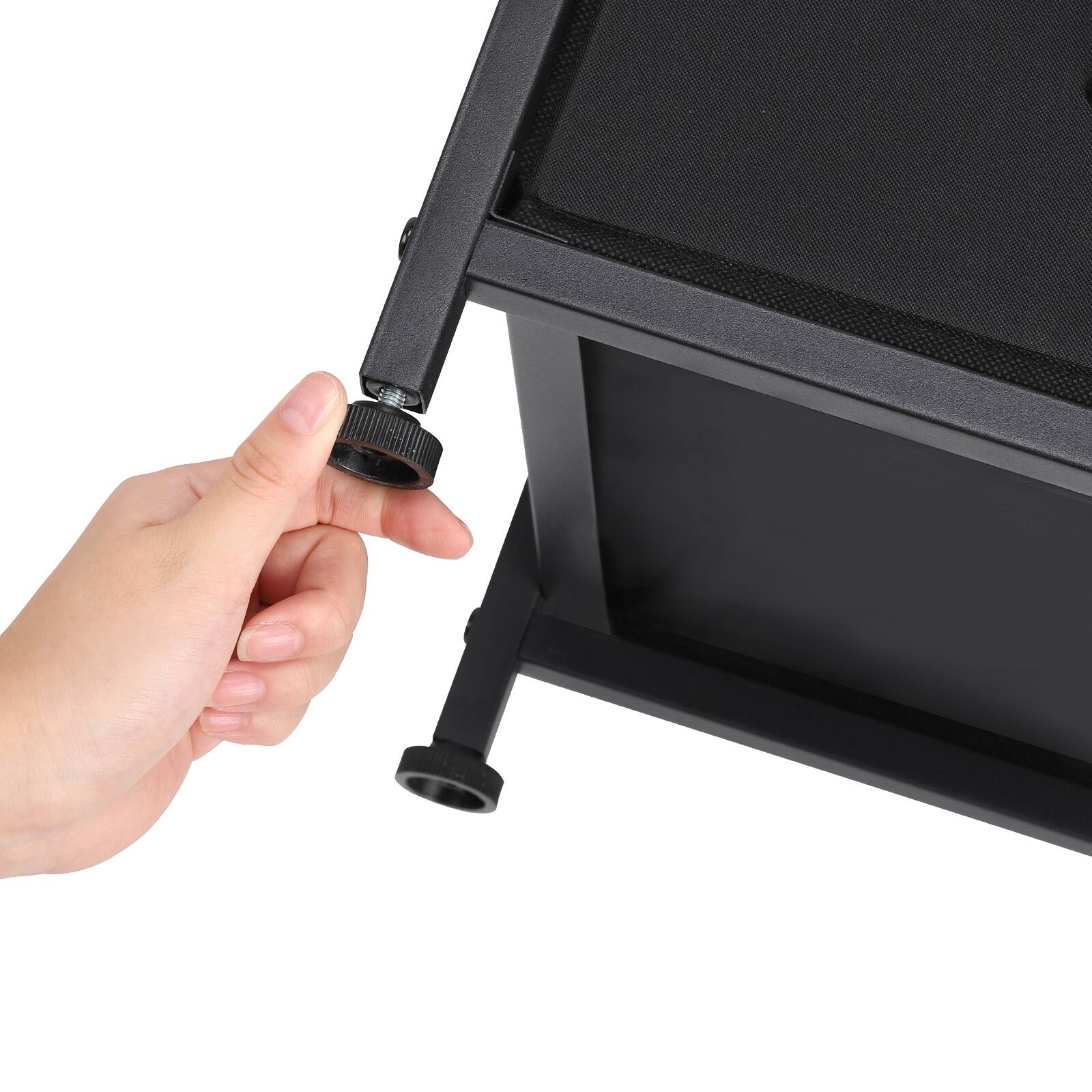 Left. Oumilen - Nightstand with 3 Fabric Drawers and Charging Station, Black - Black.