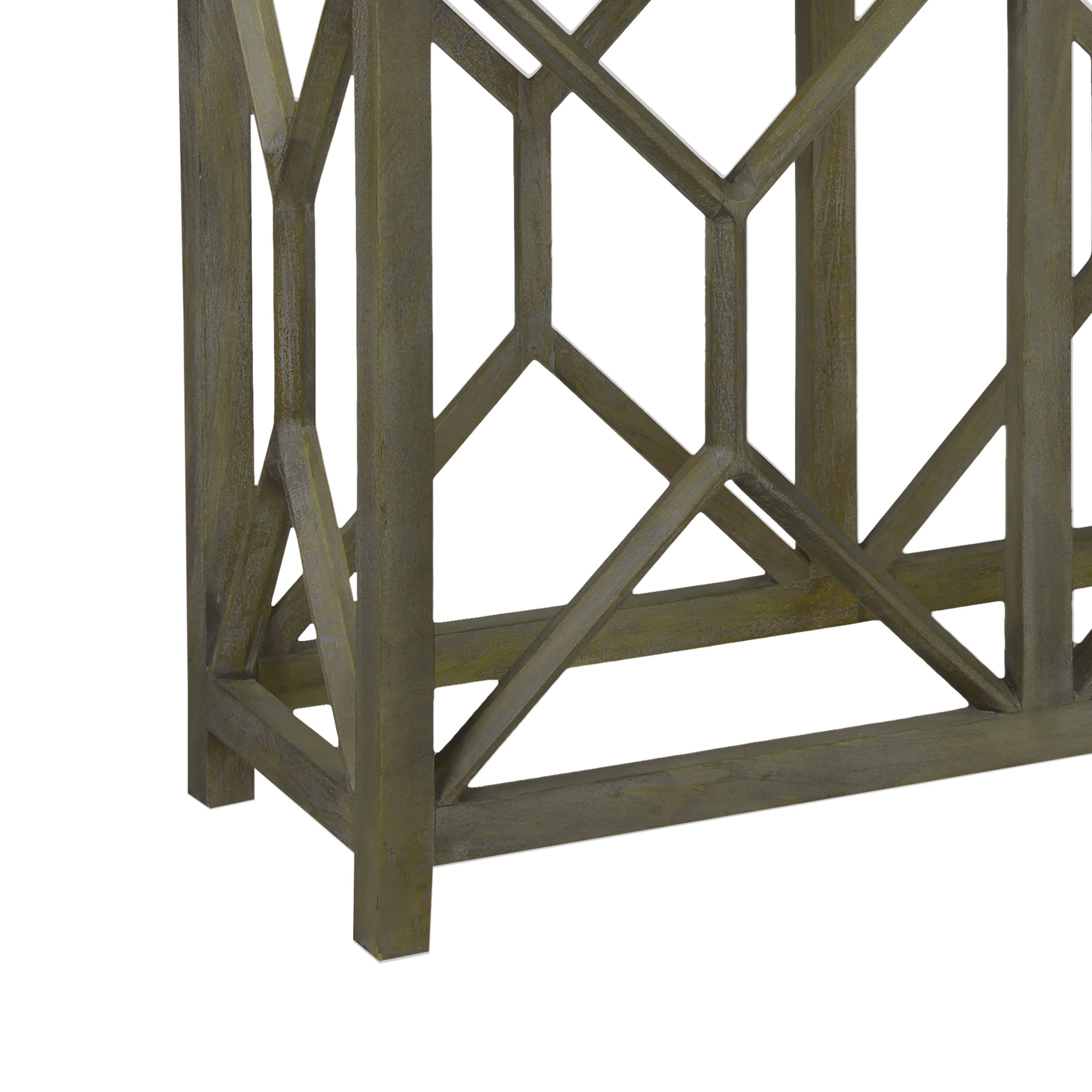 Back. Manhattan Lane - Agas 41 Inch Sofa Console Table, White Genuine Marble Top, Sandblasted Washed Ash Gray Mango Wood Geometric Frame - White, Ash Gray.