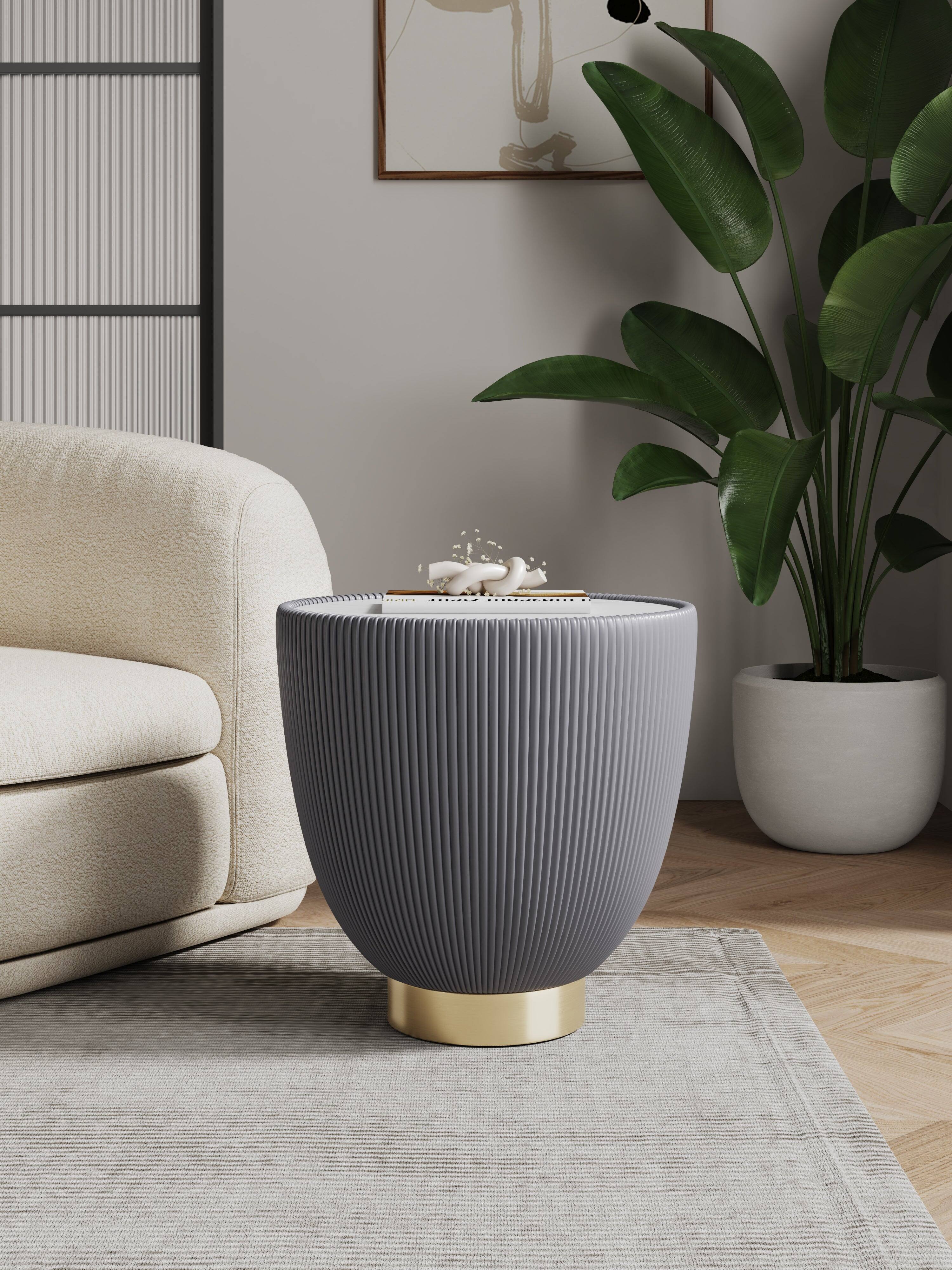 Angle. Manhattan Comfort - Anderson Modern Sintered Stone Top Upholstered End Table - Gray.