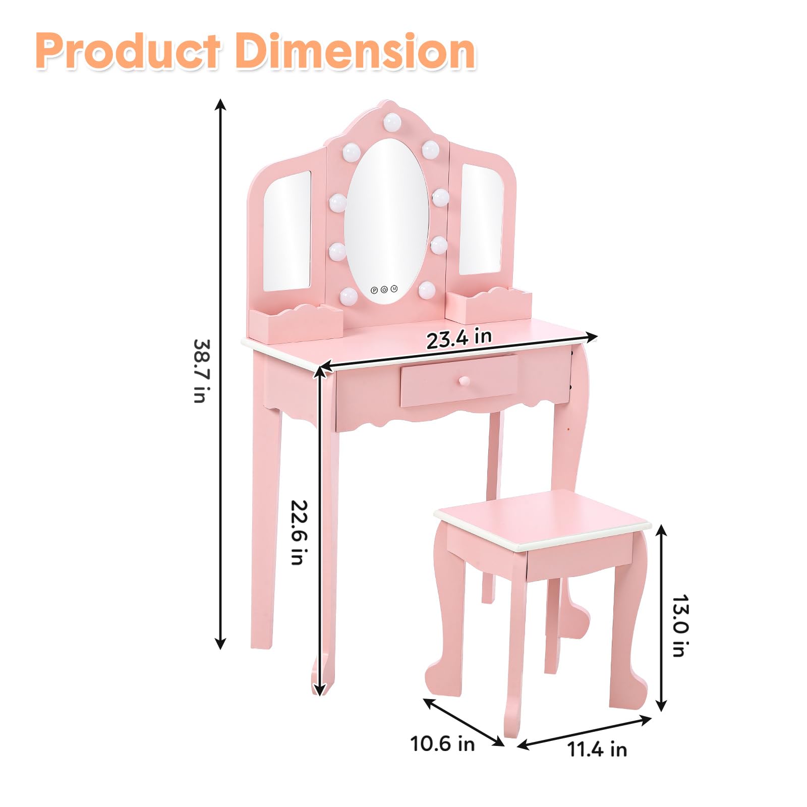 Product Dimension  
38.7 in x 23.4 in x 22.6 in  
13.0 in x 10.6 in x 11.4 in