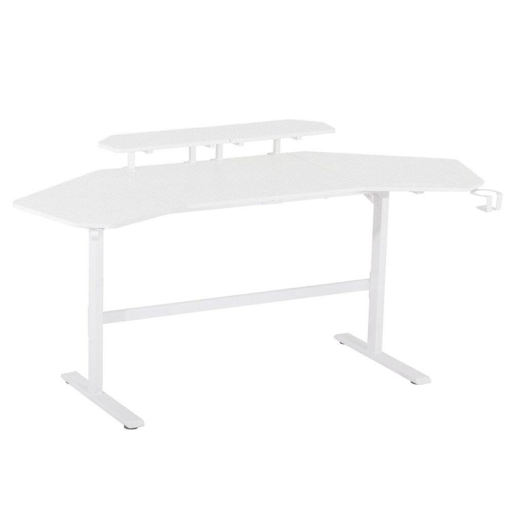 Left. FurniFact - White Gaming Desk with Wheels, Adjustable PC Desk Table for Gamers - White.