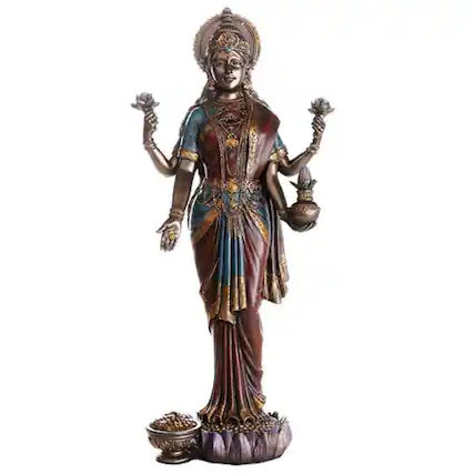 Front. Pacific Trading - Large Hindu Goddess Lakshmi Statue Home Decoration 19.75 inch - Bronze.
