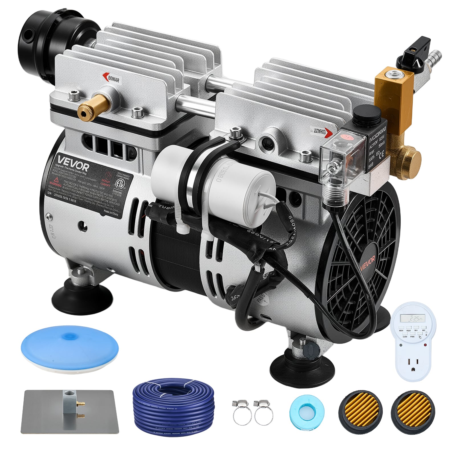 VEVOR - Pond Aerators, 5.2CFM Aeration System for Lakes up to 3 Acres, 3/4 HP Air Compressor, 1 Diffuser & 100' Weighted Tubing - Silver price history on PriceWatchPro