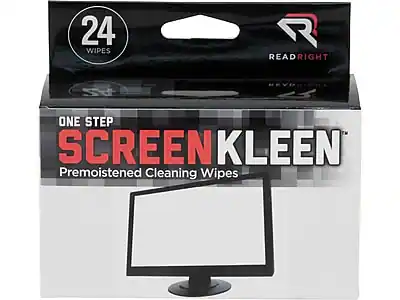 24 WIPES
ONE STEP SCREEN KLEEN
Premoistened Cleaning Wipes
READRIGHT