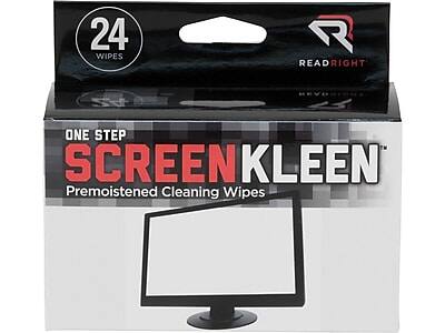 24 WIPES  
ONE STEP SCREEN KLEEN  
Premoistened Cleaning Wipes  
READRIGHT