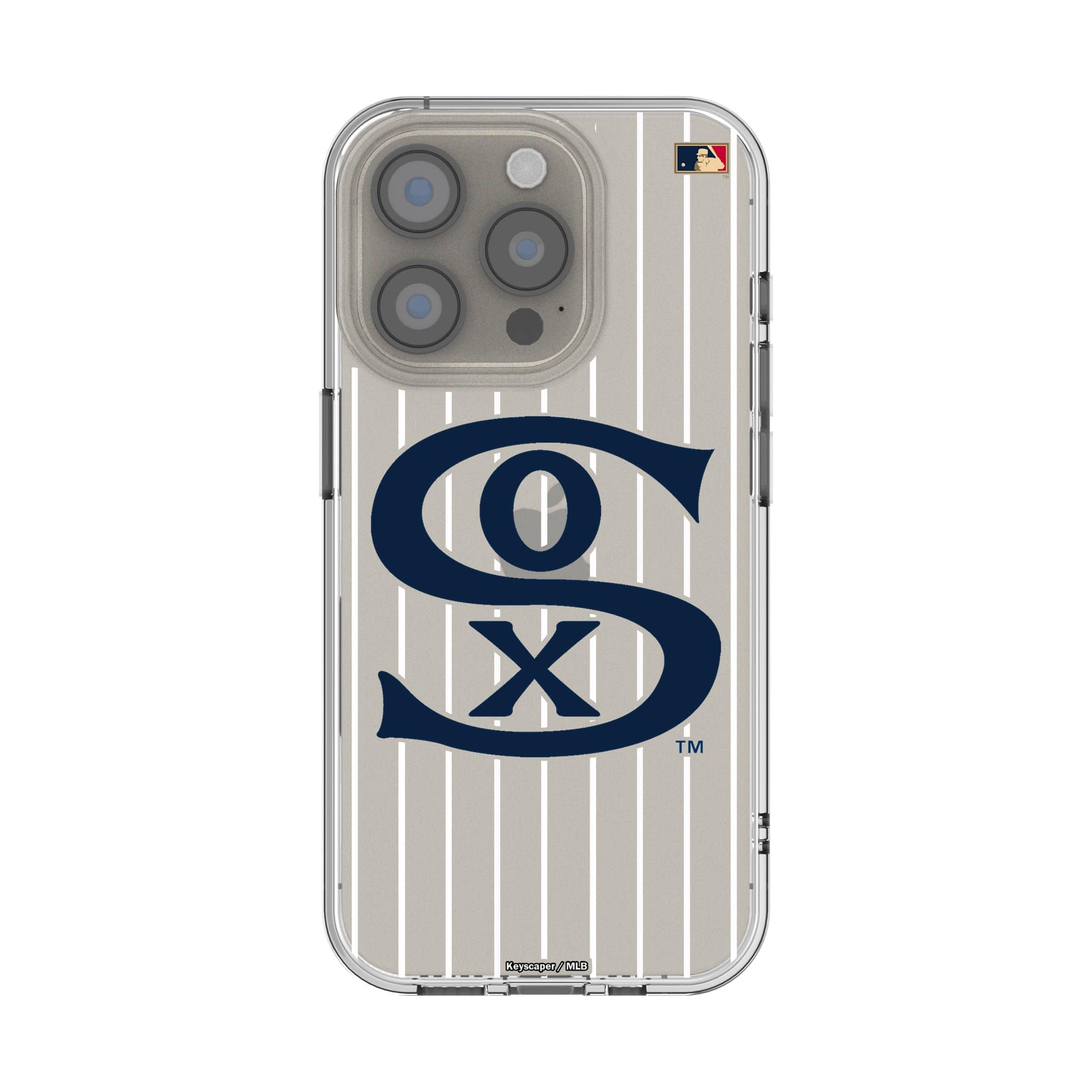 Photos - Case MLB Keyscaper -  - Chicago White Sox Cooperstown Pinstripe iPhone Clear  - 13 Pro - Multicolor 4210162 