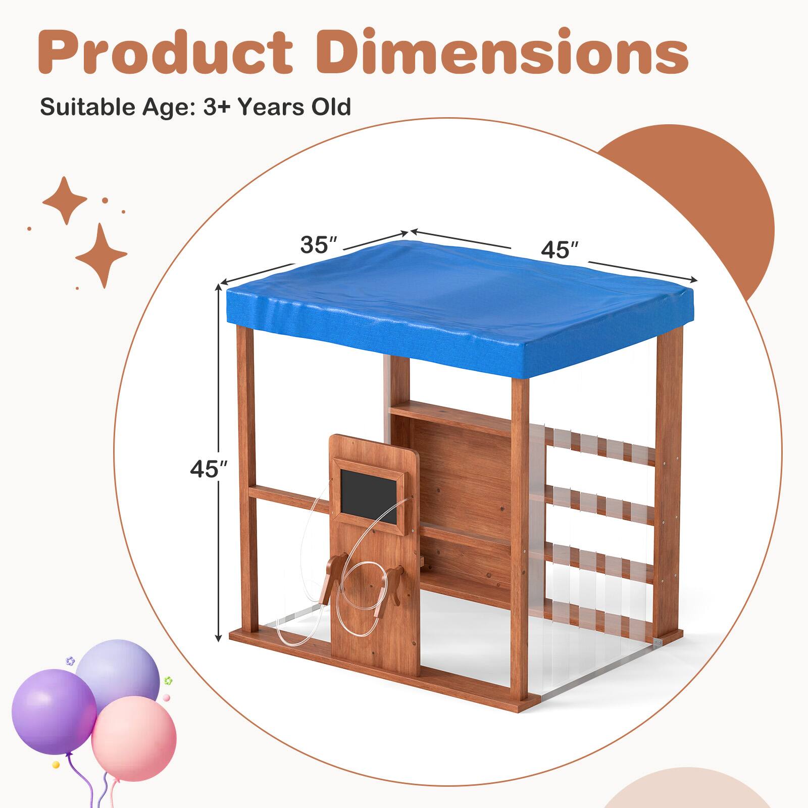 Product Dimensions  
Suitable Age: 3+ Years Old  

35"  
45"  
45"