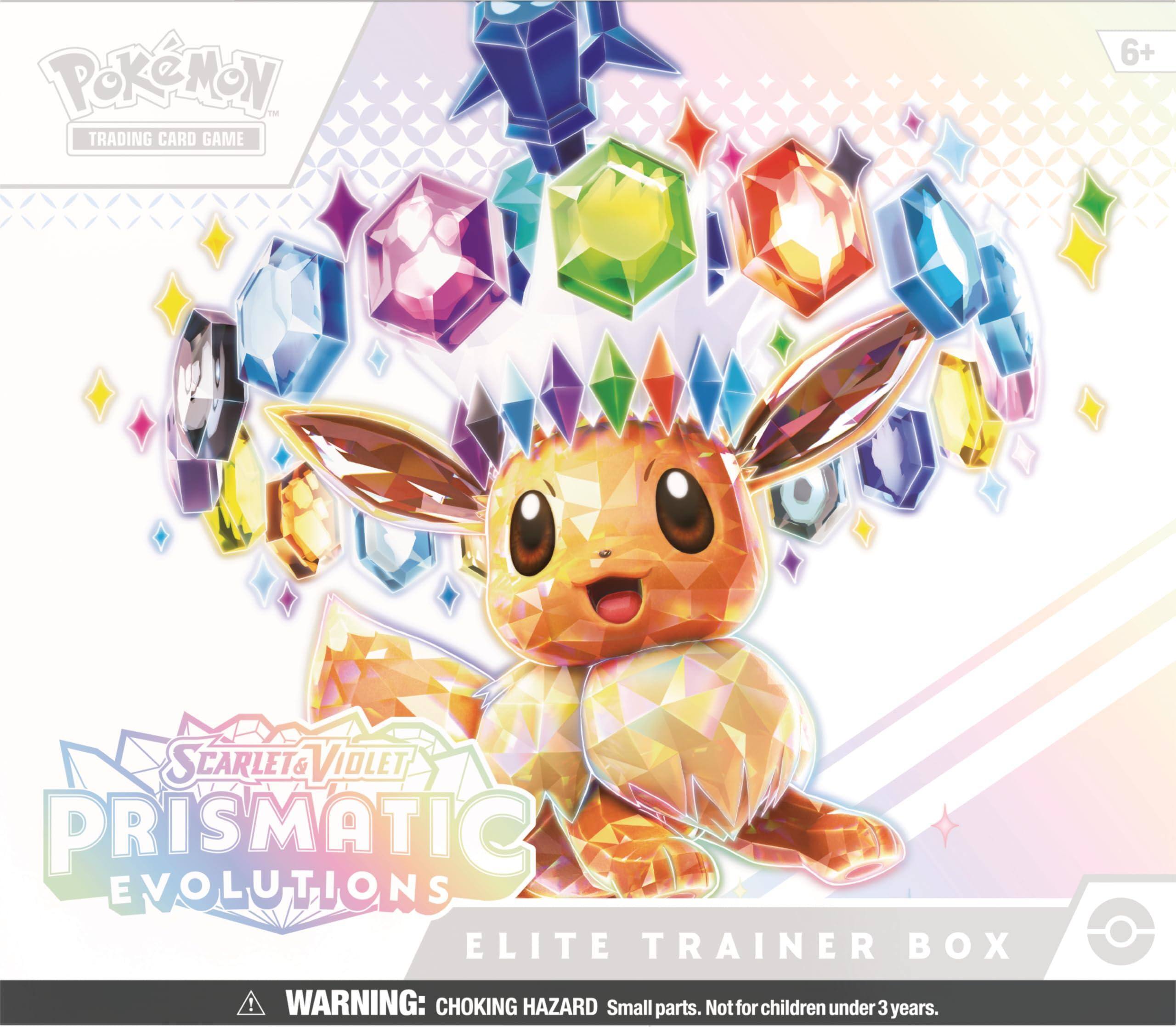 Pokémon Trading Card Game 6+ Scarlet & Violet Prismatic Evolutions Elite Trainer Box!  
WARNING: CHOKING HAZARD Small parts. Not for children under 3 years.