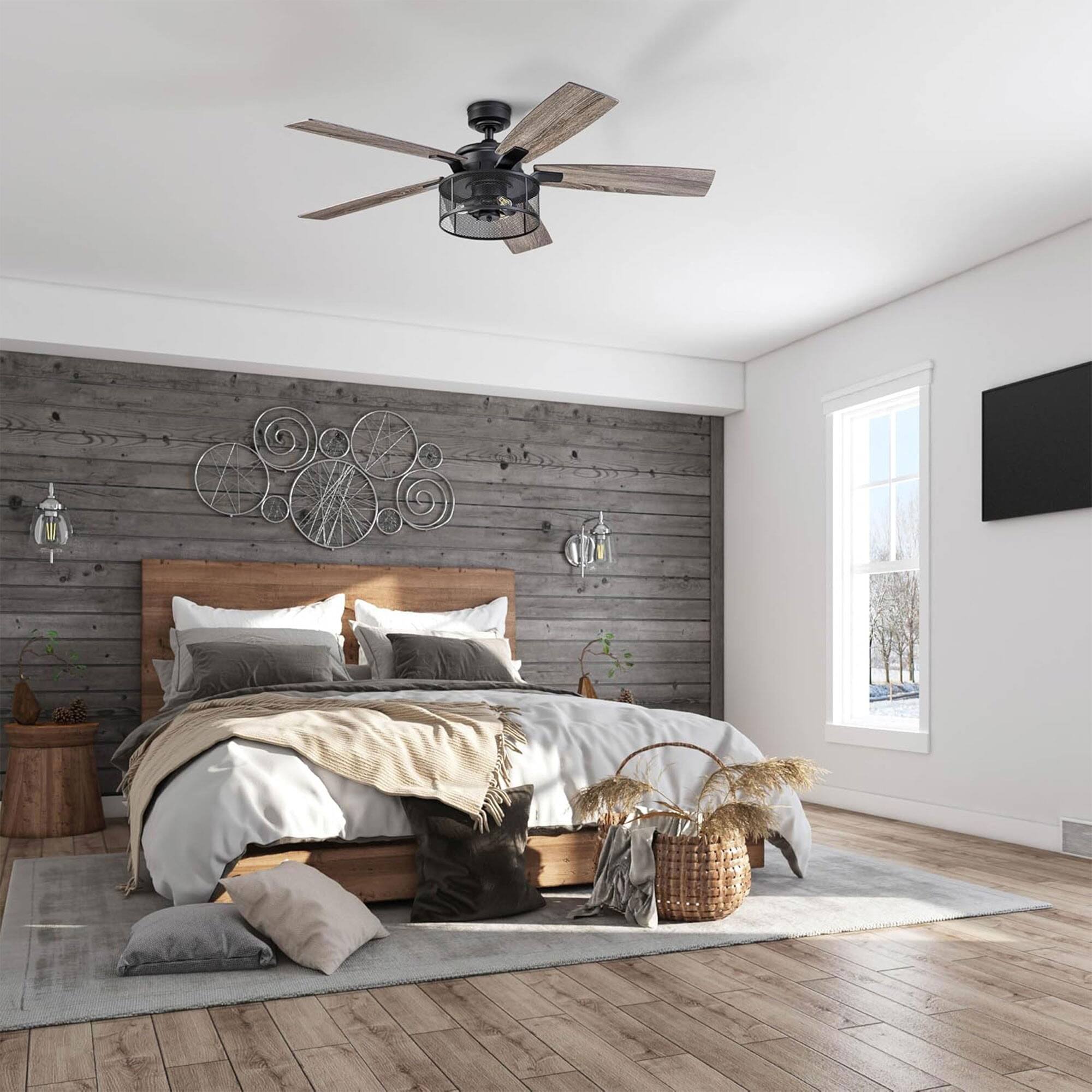 Alt View 1. Honeywell - Honeywell Carnegie Ceiling Fan, Quiet Motor and Remote Control, 52", Matte Black - Matte Black.