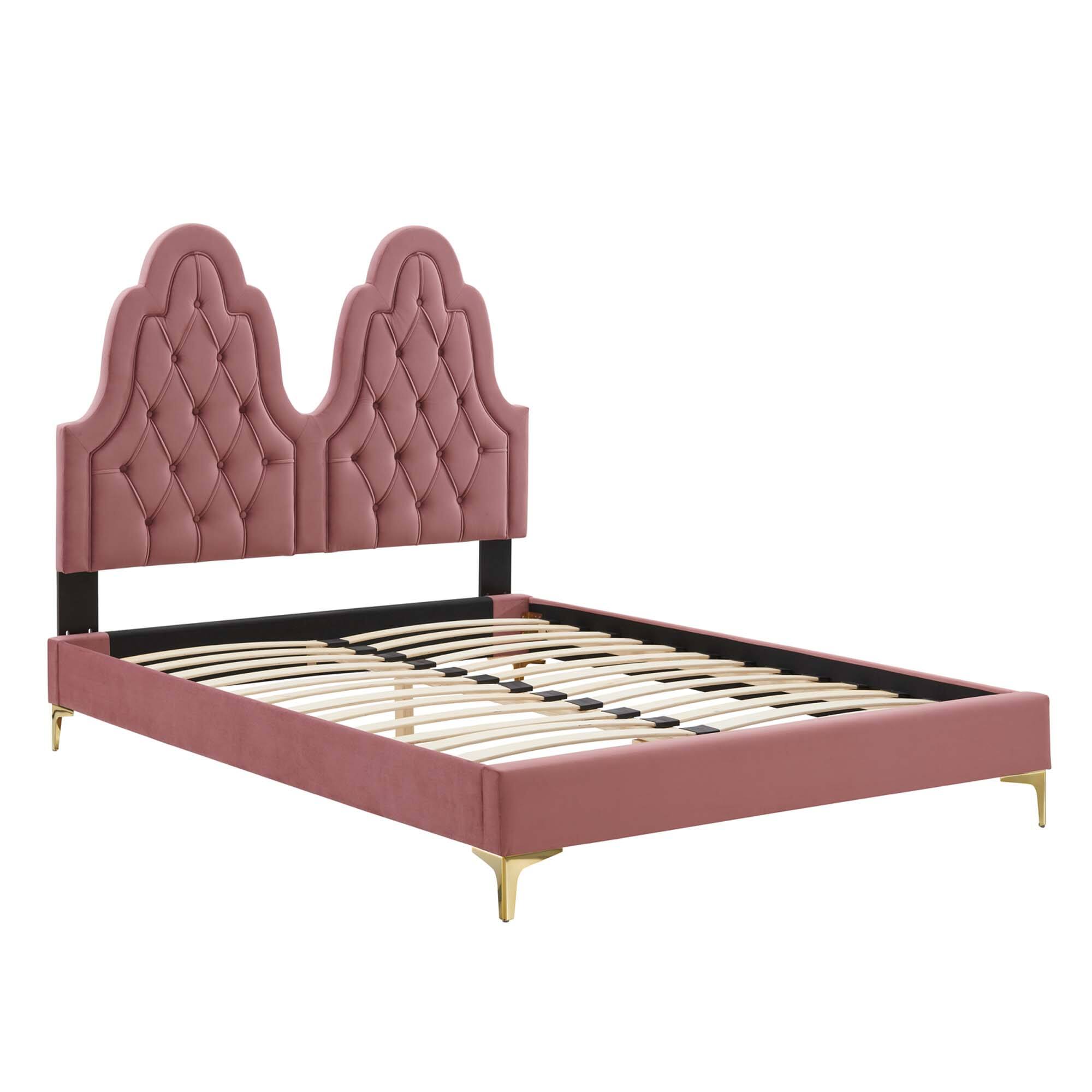 Alt View 1. Modway - Daisy Performance Velvet Full Platform Bed - Gray.