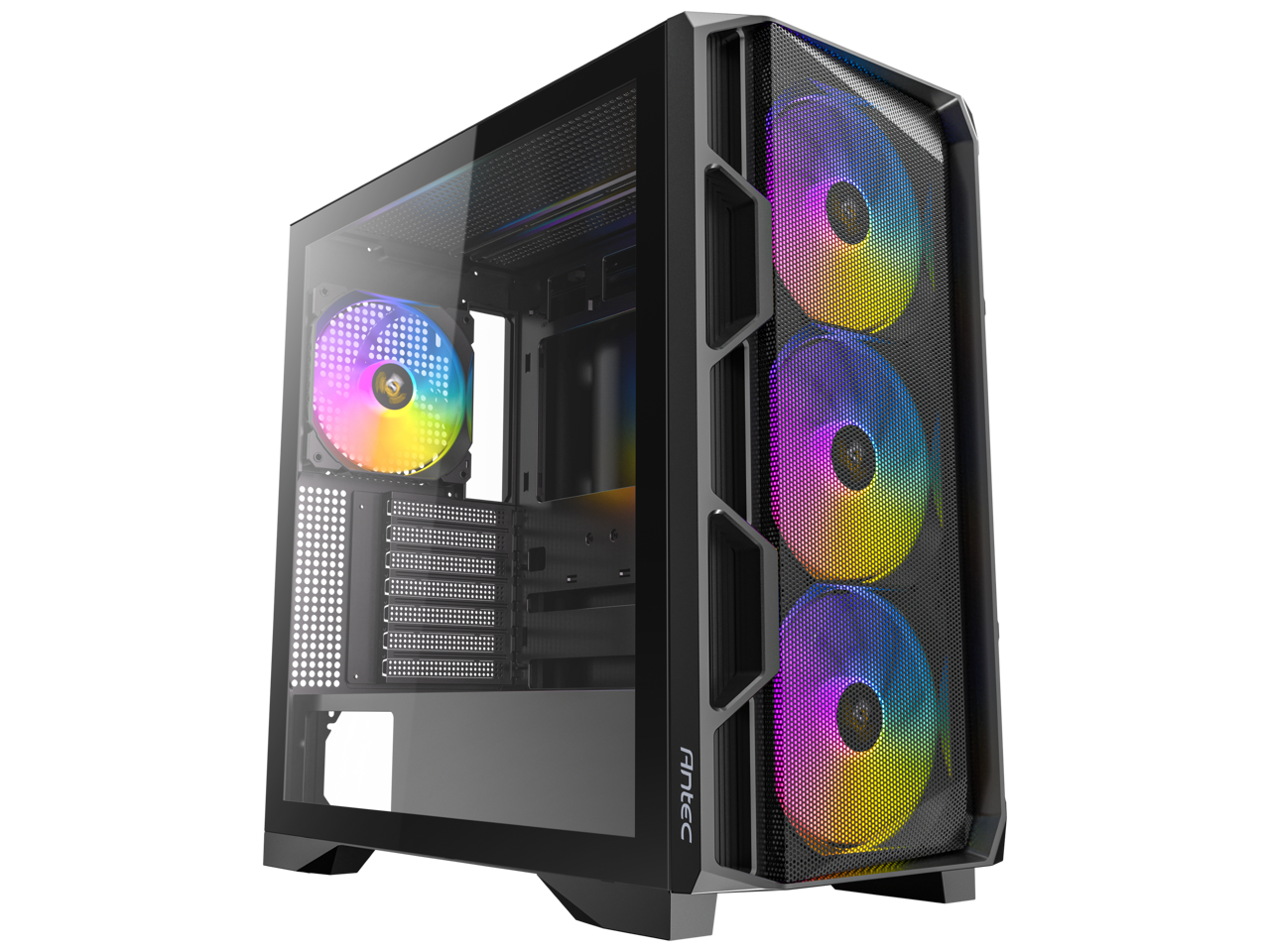 Alt View 1. Antec - AX1000 ARGB, 4 x 140mm ARGB PWM Fans Included, ARGB PWM Fan Controller, 360mm Radiator Support, Mid-Tower ATX PC Case - Black.