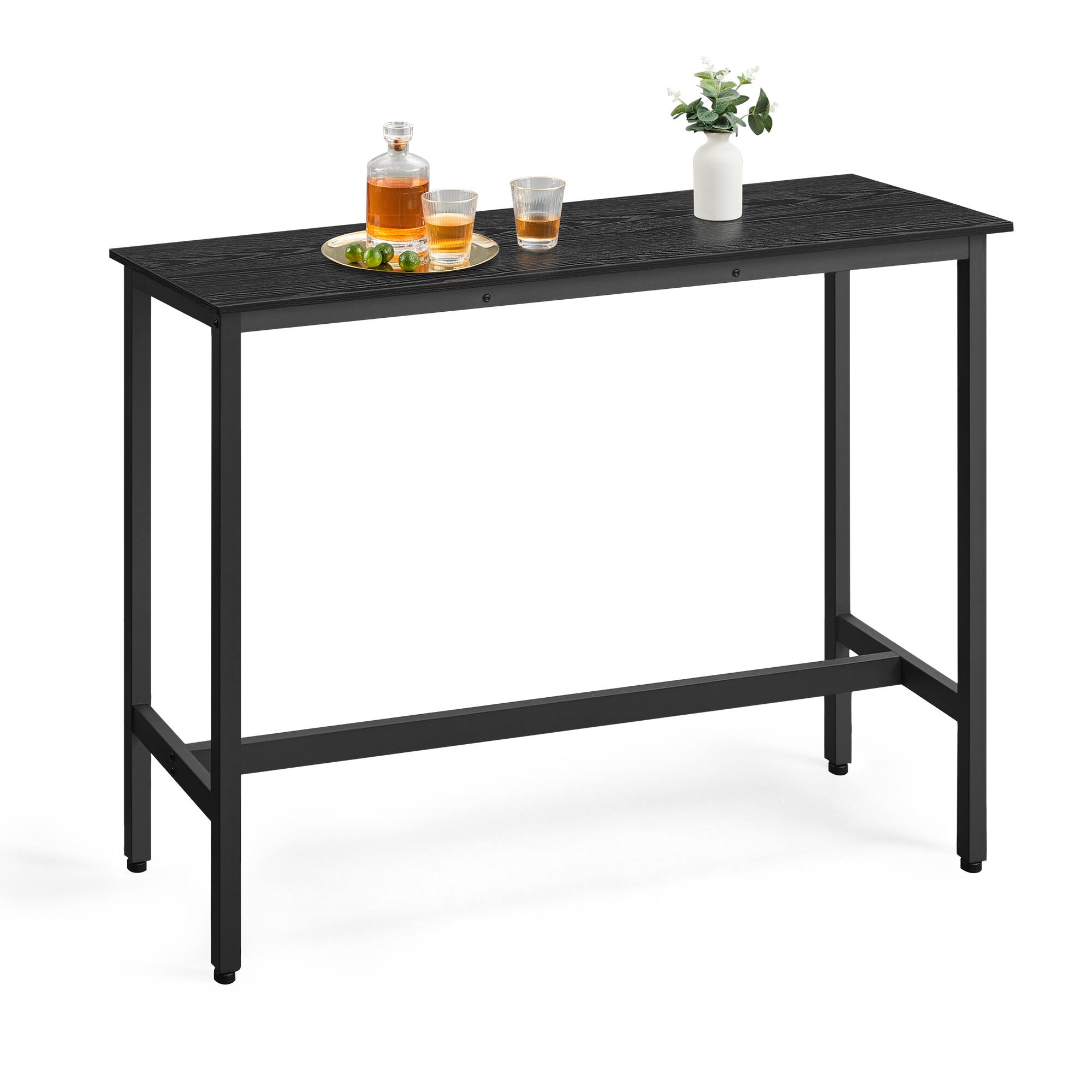Front. Songmics Home - Bar Table, Kitchen Dining Table, High Top Pub Table, Bar Height Cocktail Table, Sturdy Metal, 15.7 x 47.2 x 35.4 Inches - Ebony Black and Ink Black.