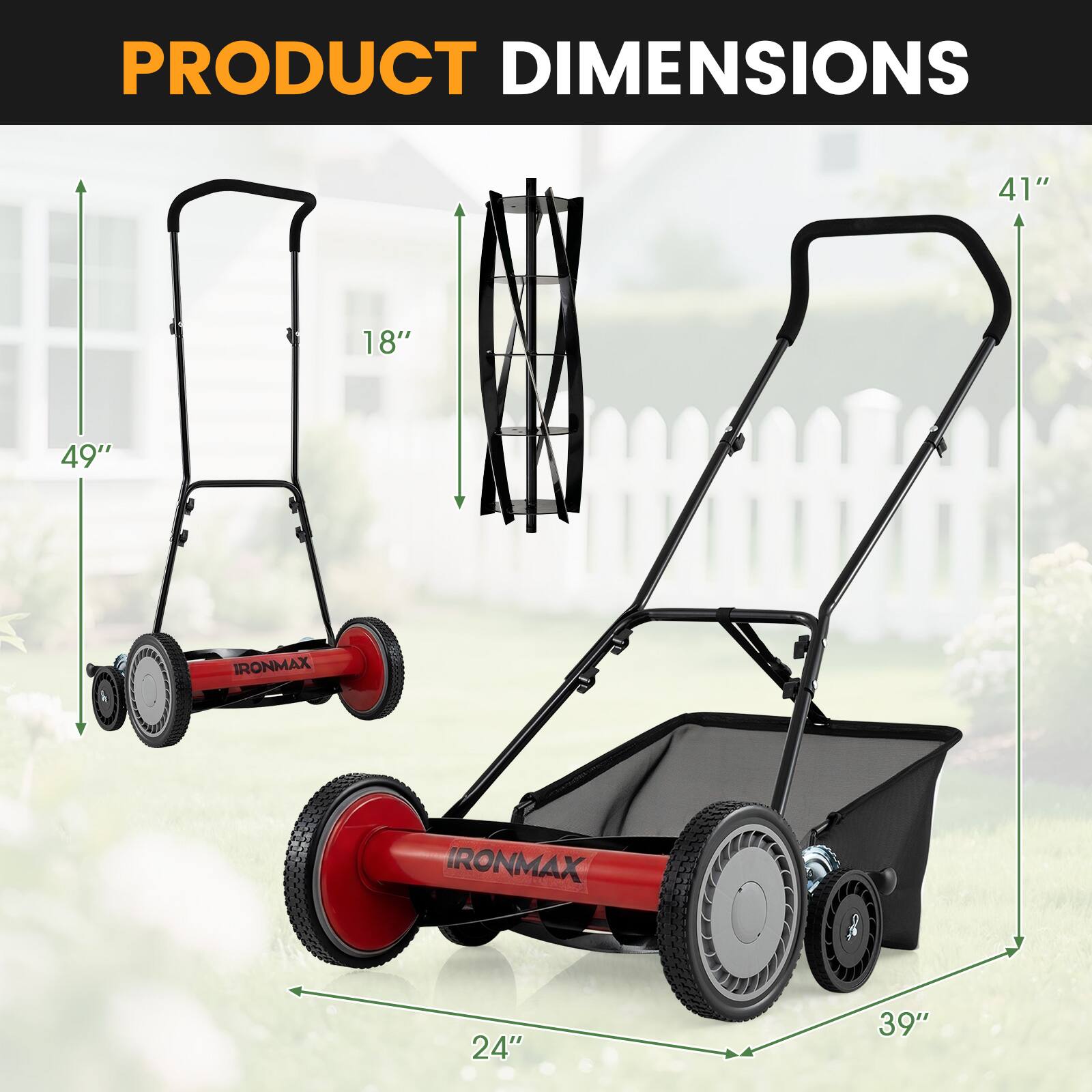 PRODUCT DIMENSIONS

- 41"
- 18"
- 49"
- 24"
- 39"

IRONMAX
IRONMAX