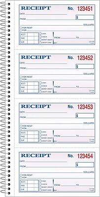 Adams - 2-Part Carbonless Receipt Book, 5" x 11", 200 Sets/Book (SC1152) - Multicolor