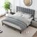 Angle. Costway - King Size Bed Frame Modern Linen Fabric Upholstered Platform Bed with Headboard - Gray.