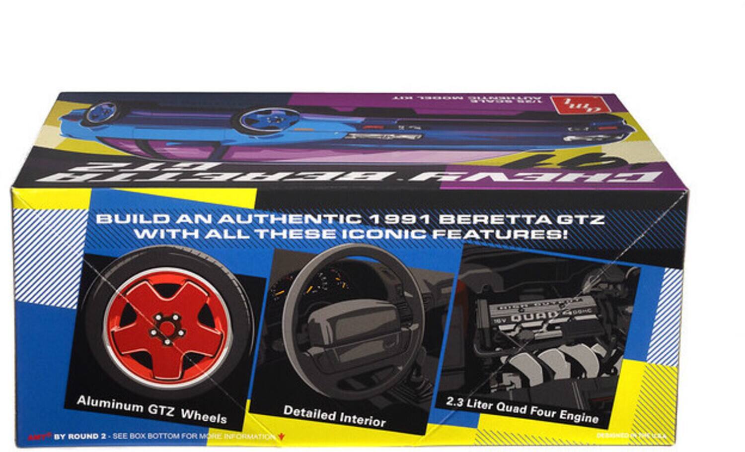 Build an authentic 1991 Beretta GTZ with all these iconic features!

- Aluminum GTZ Wheels
- Detailed Interior
- 2.3 Liter Quad Four Engine

GoHc 16V

AMT by Round 2 - See box bottom for more information